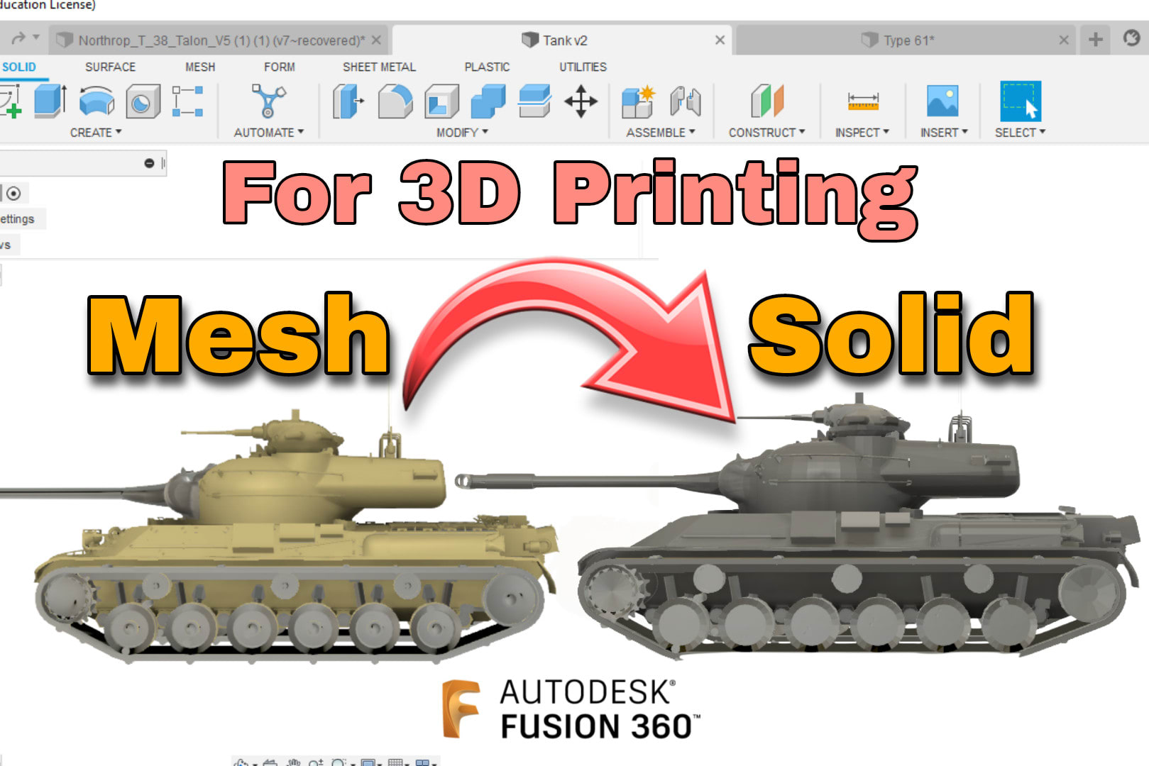 Convert mesh to solid for 3d printing using fusion 360 by Ansar88 | Fiverr