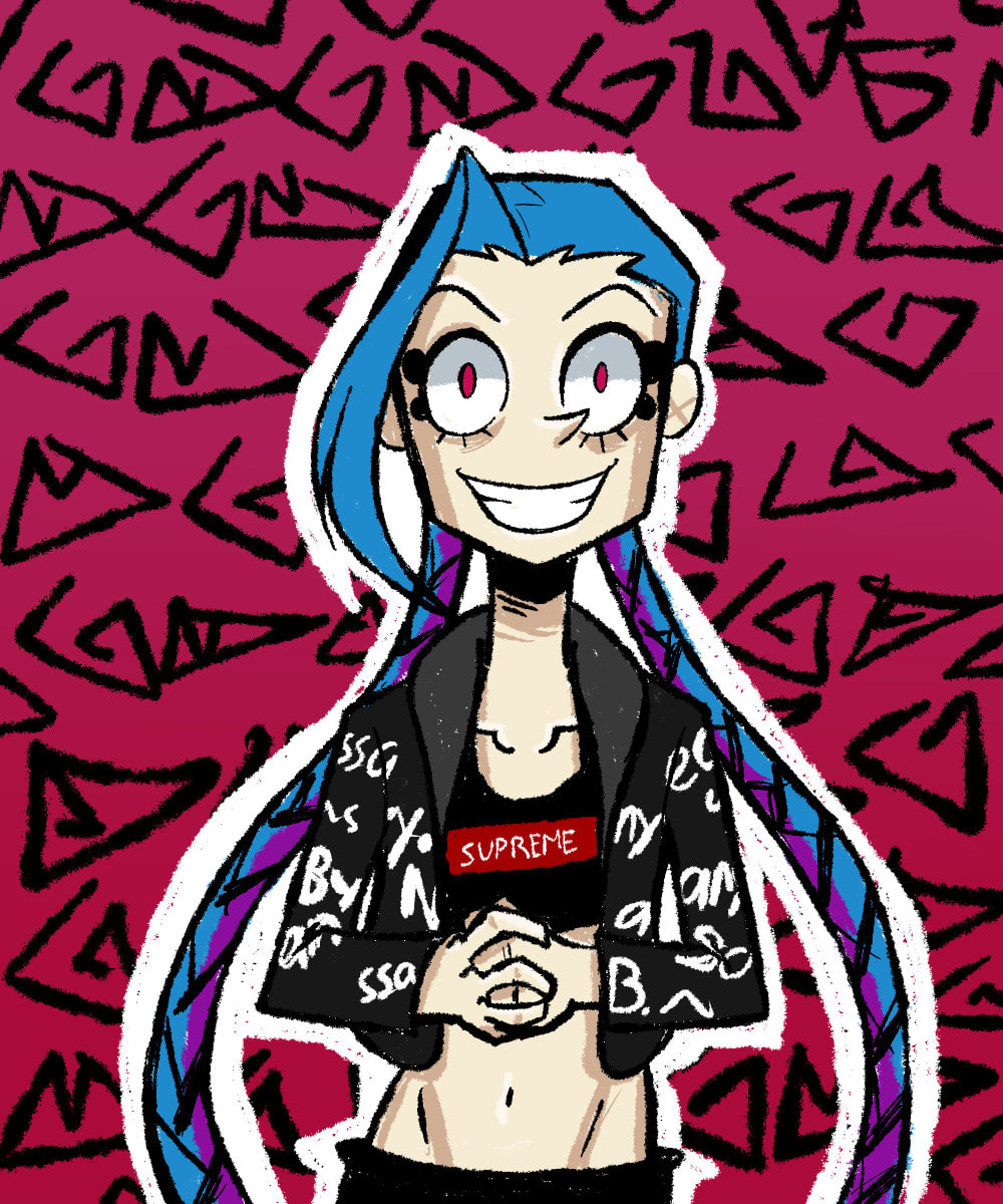 draw your favorite character or oc in supreme jacket