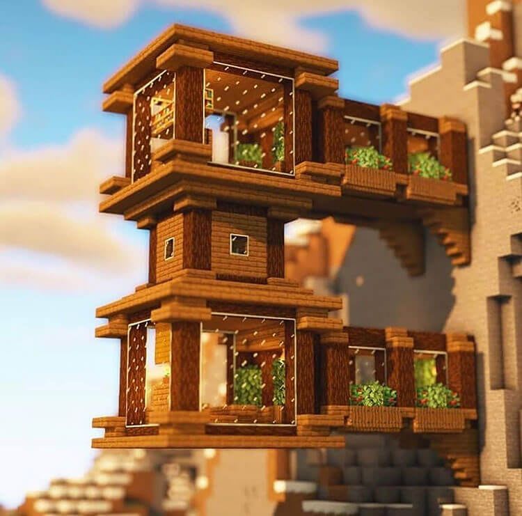 Casa na montanha para usar no começo do survival do Minecraft