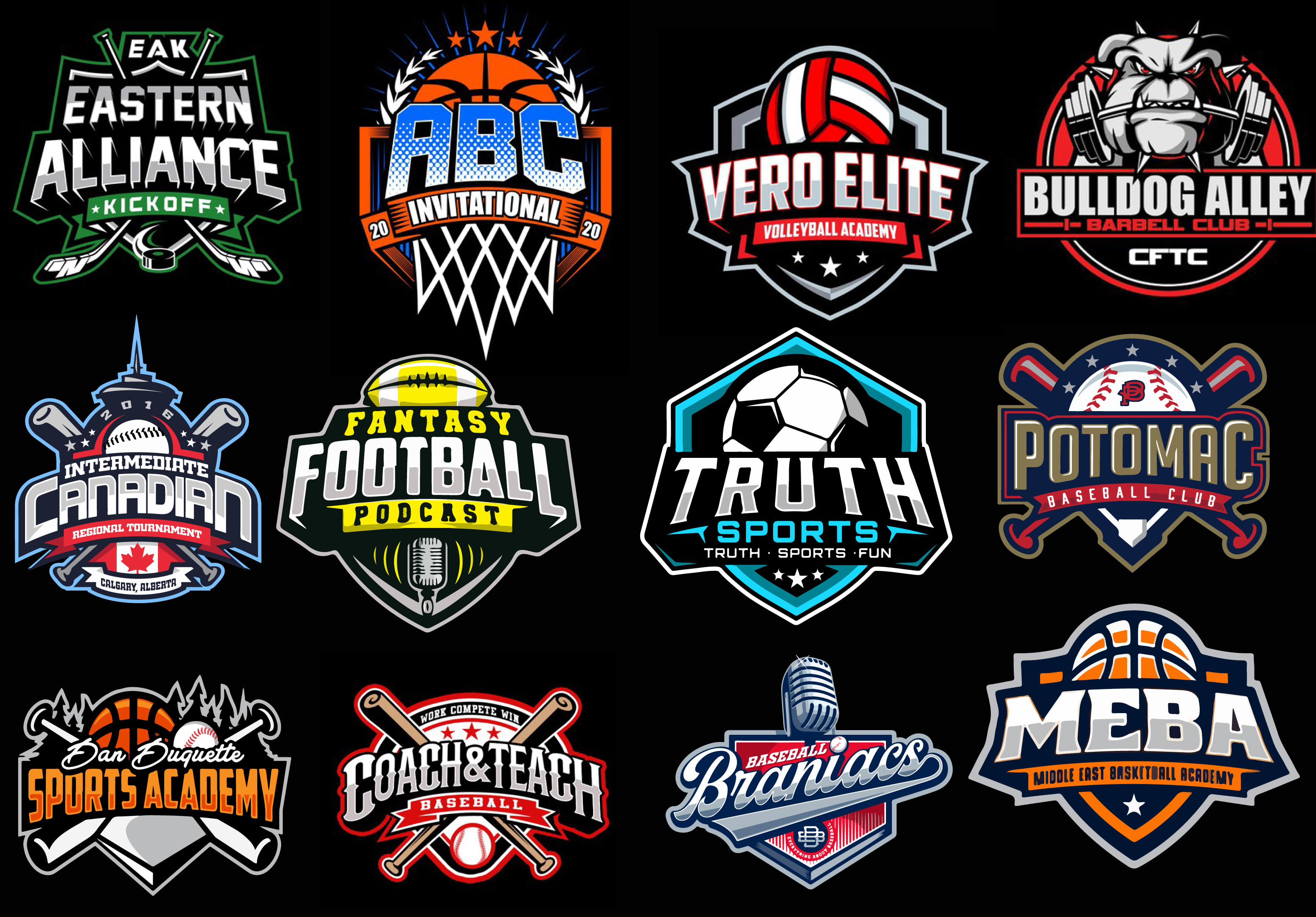 Football. soccer, basketball, baseball and sports logo design