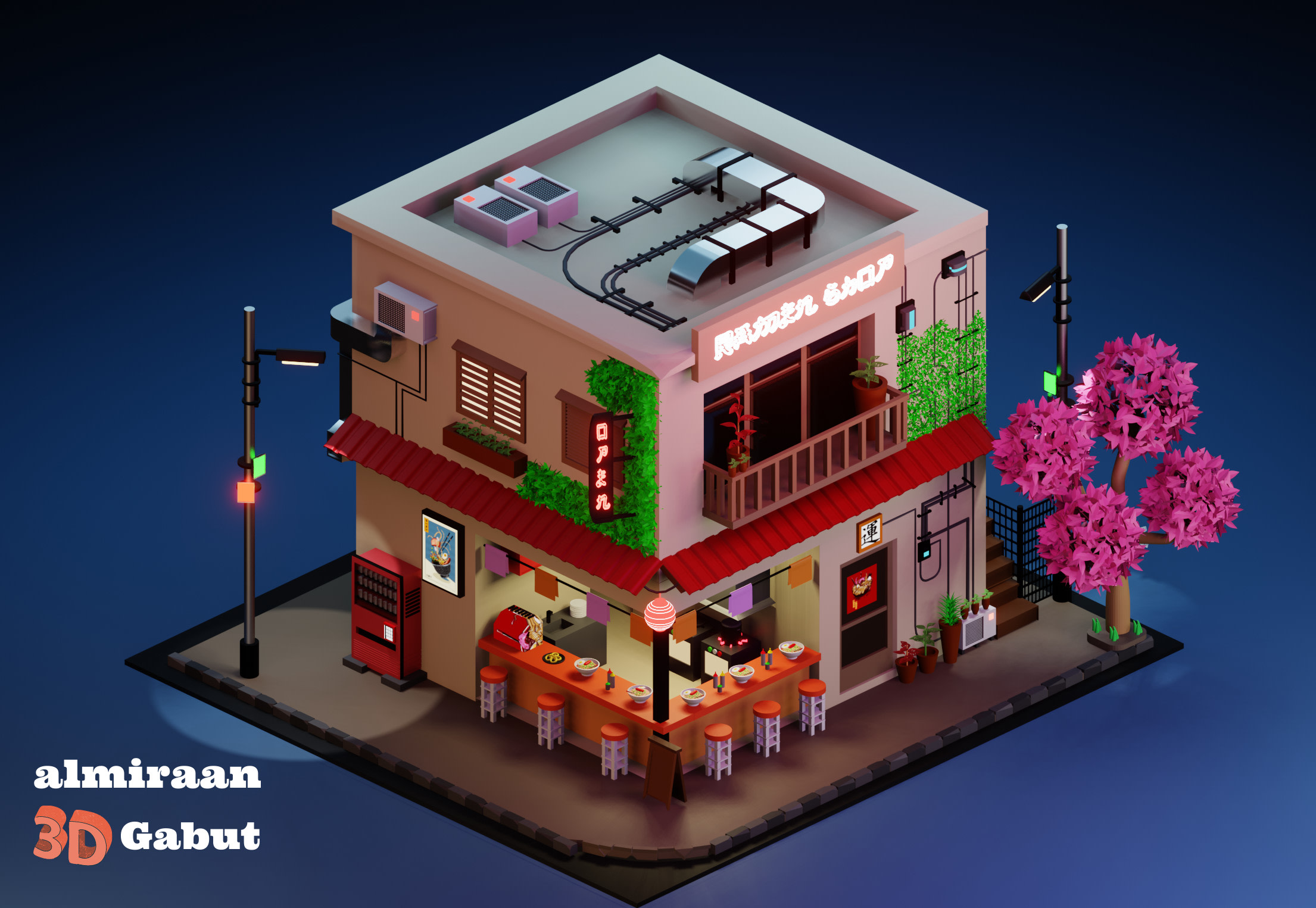 Create model low poly 3d building for you in by Almiraaan | Fiverr
