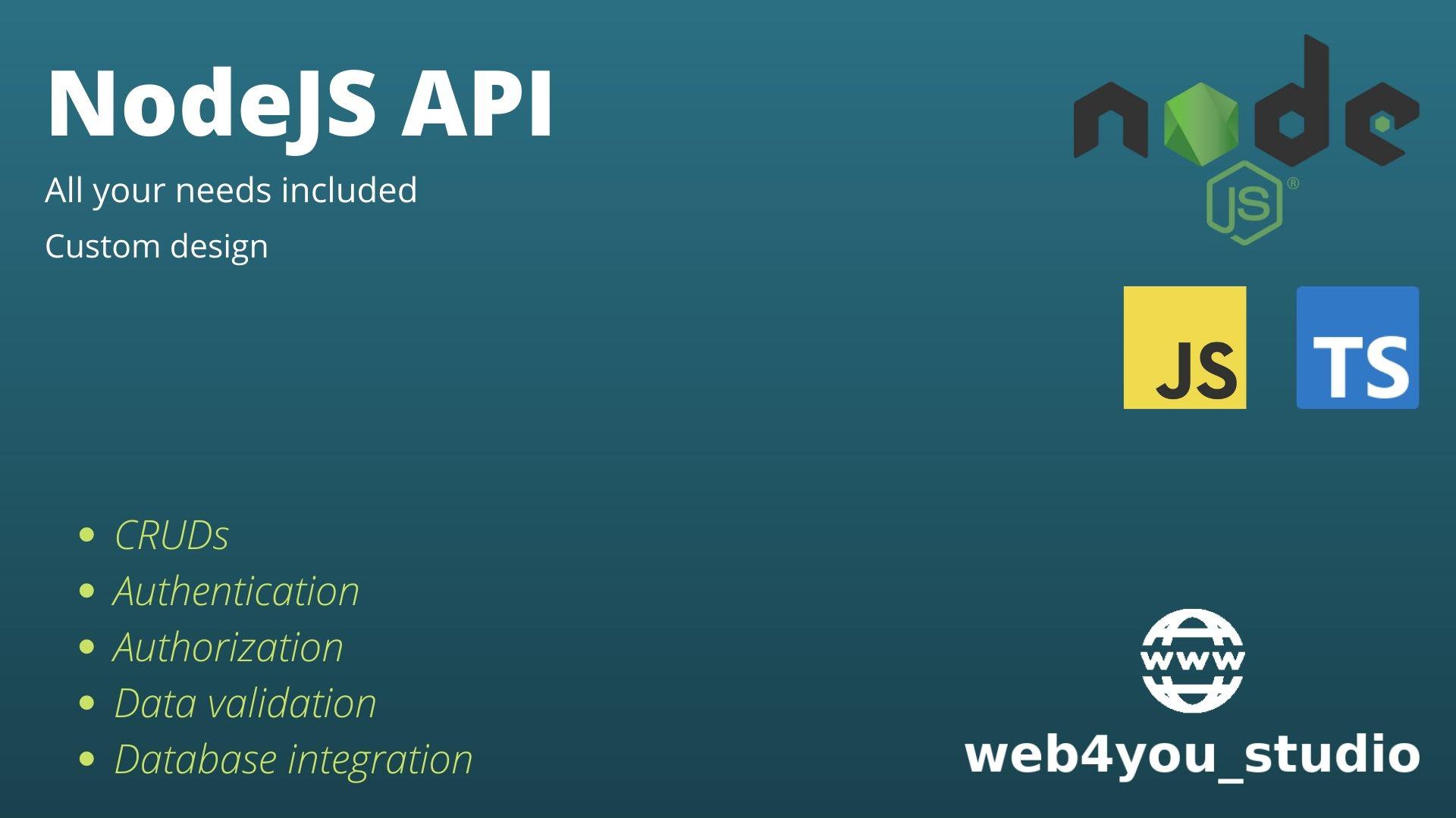 Create rest api in node js express js by Web4you_studio | Fiverr