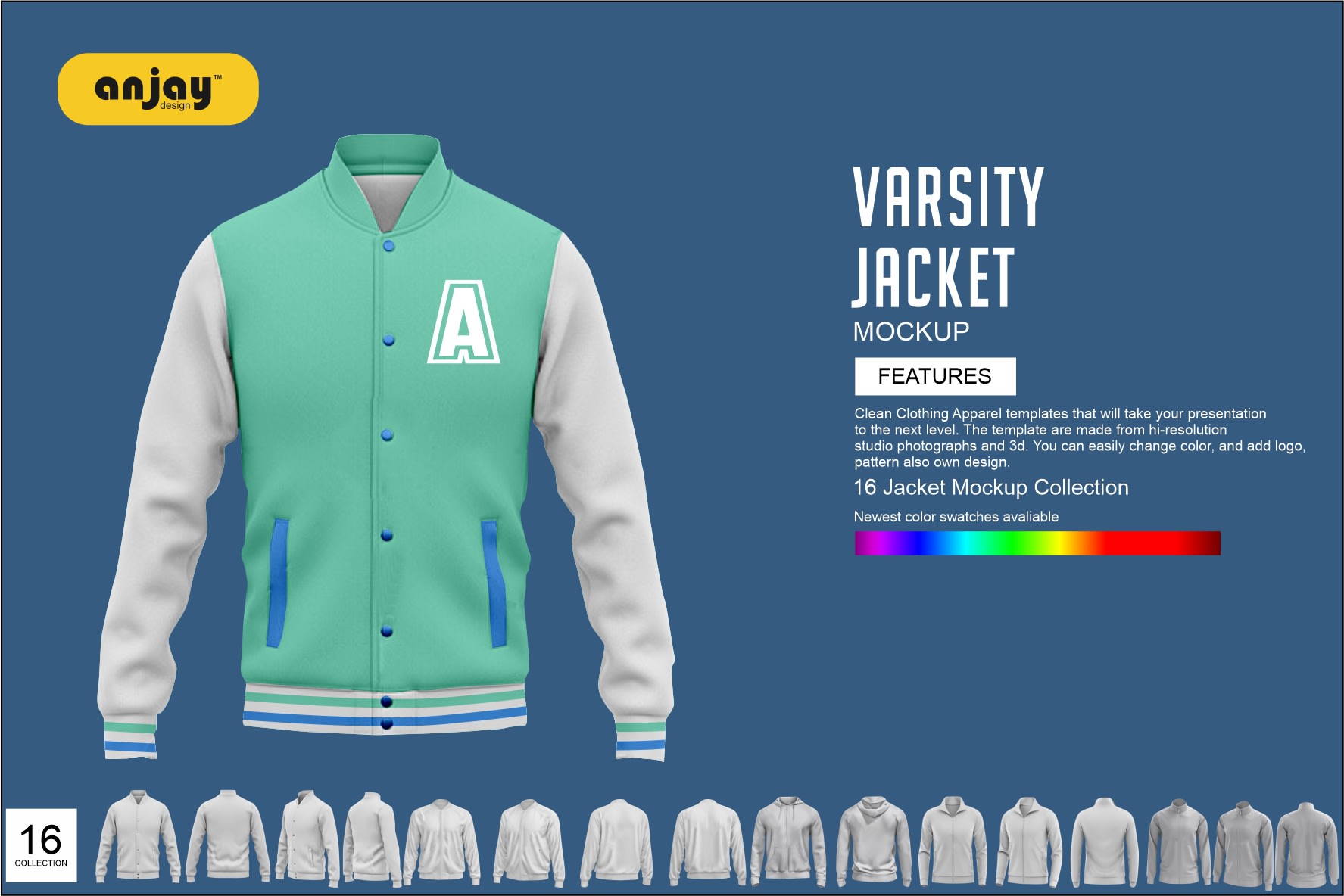 do varsity jacket mockup for website and e commerse