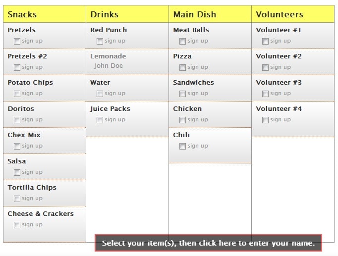 Make An Online Sign Up Sheet For Your Party Event By Ruadork Fiverr