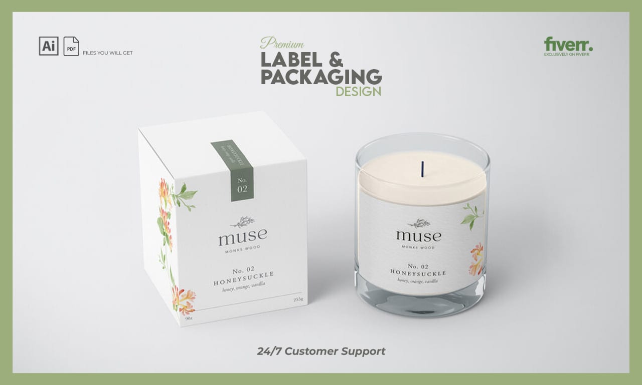 Do luxury editable candle label, product label and packaging