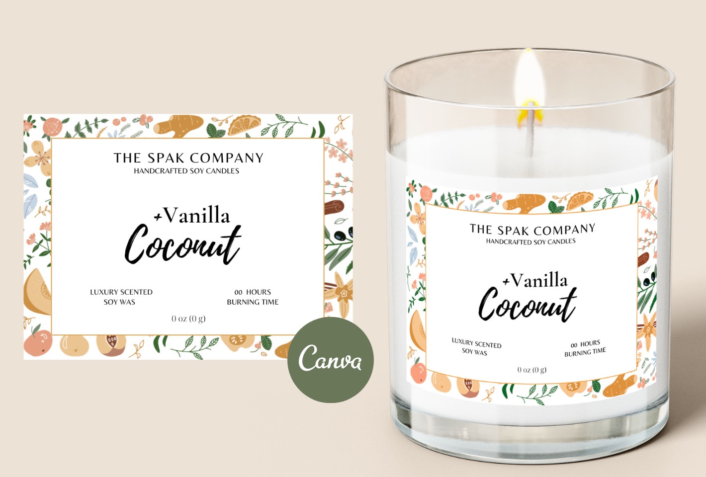 Editable Candle Label Canva Template Graphic by AN Graphics