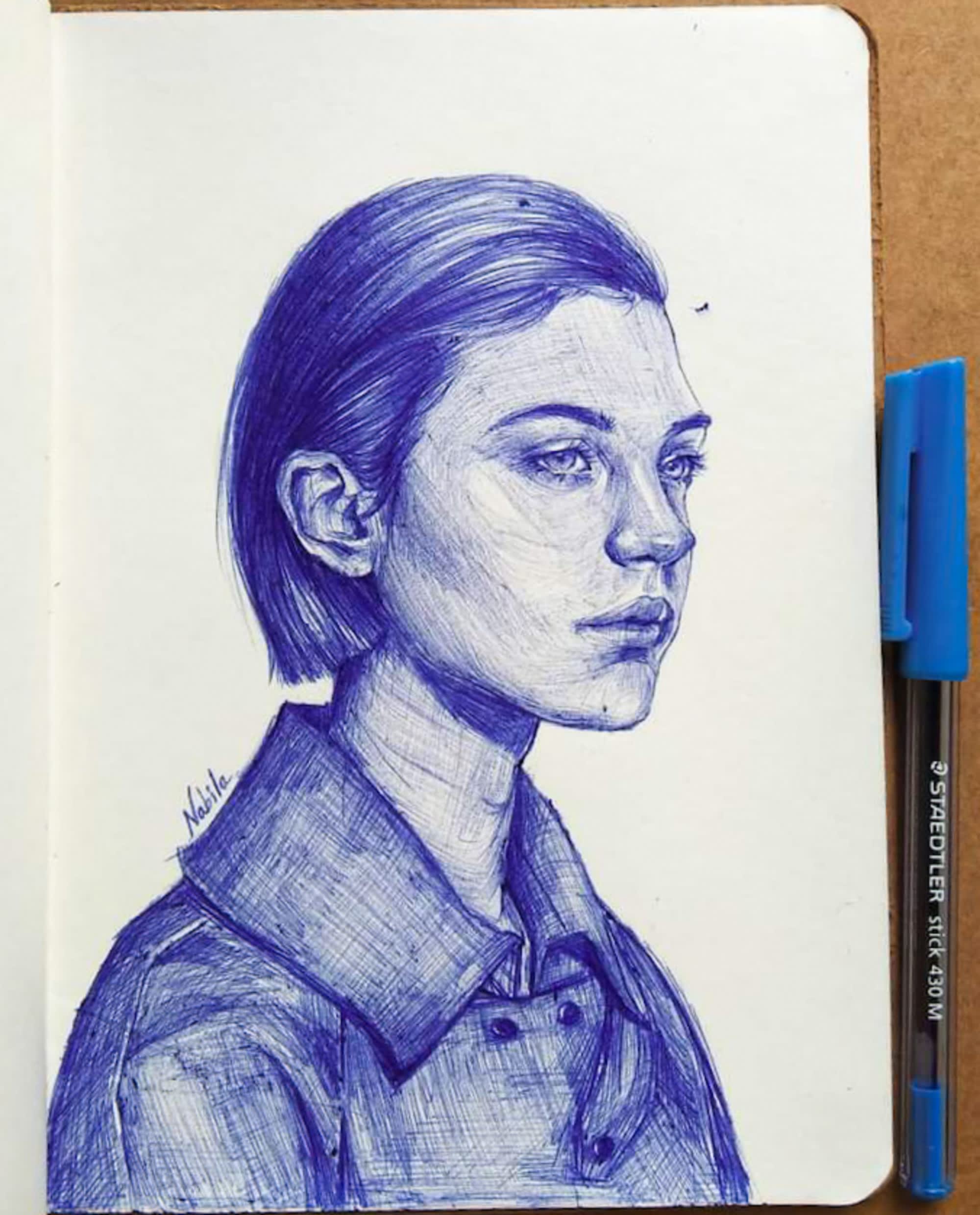 draw realistic portrait or sketch with pen