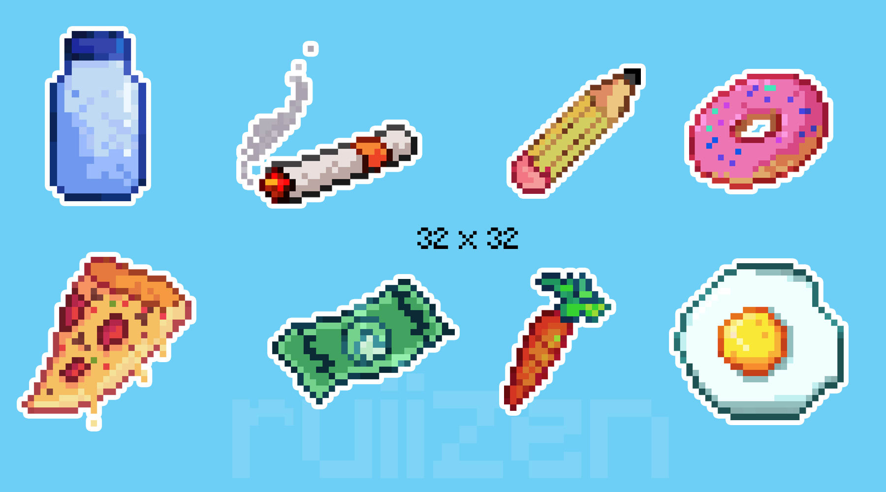 Create 32x32 pixel art for your game items by Ruiizen | Fiverr
