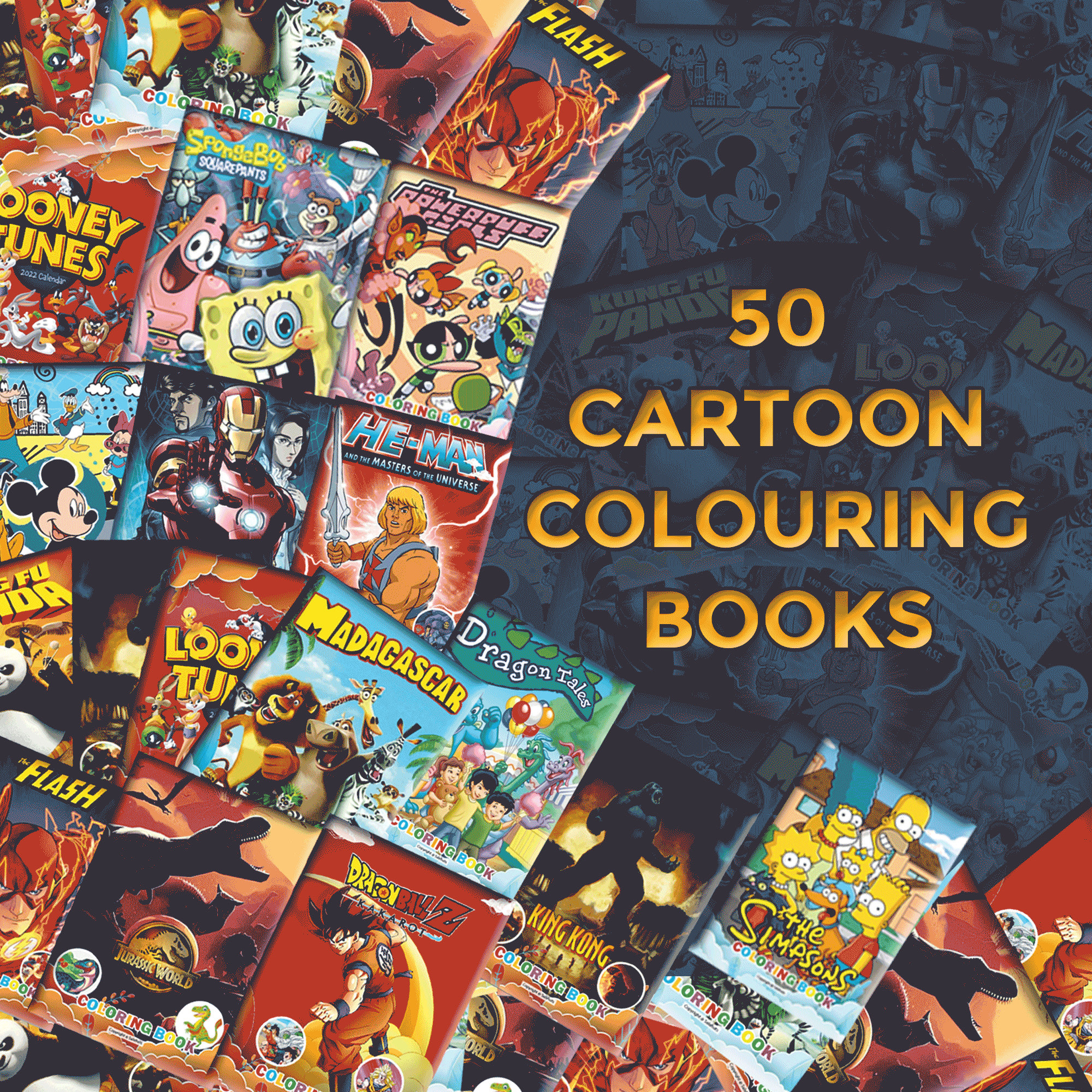 Give you 50 most popular kids cartoon coloring books having 1500 coloring  pages by Salehuts | Fiverr