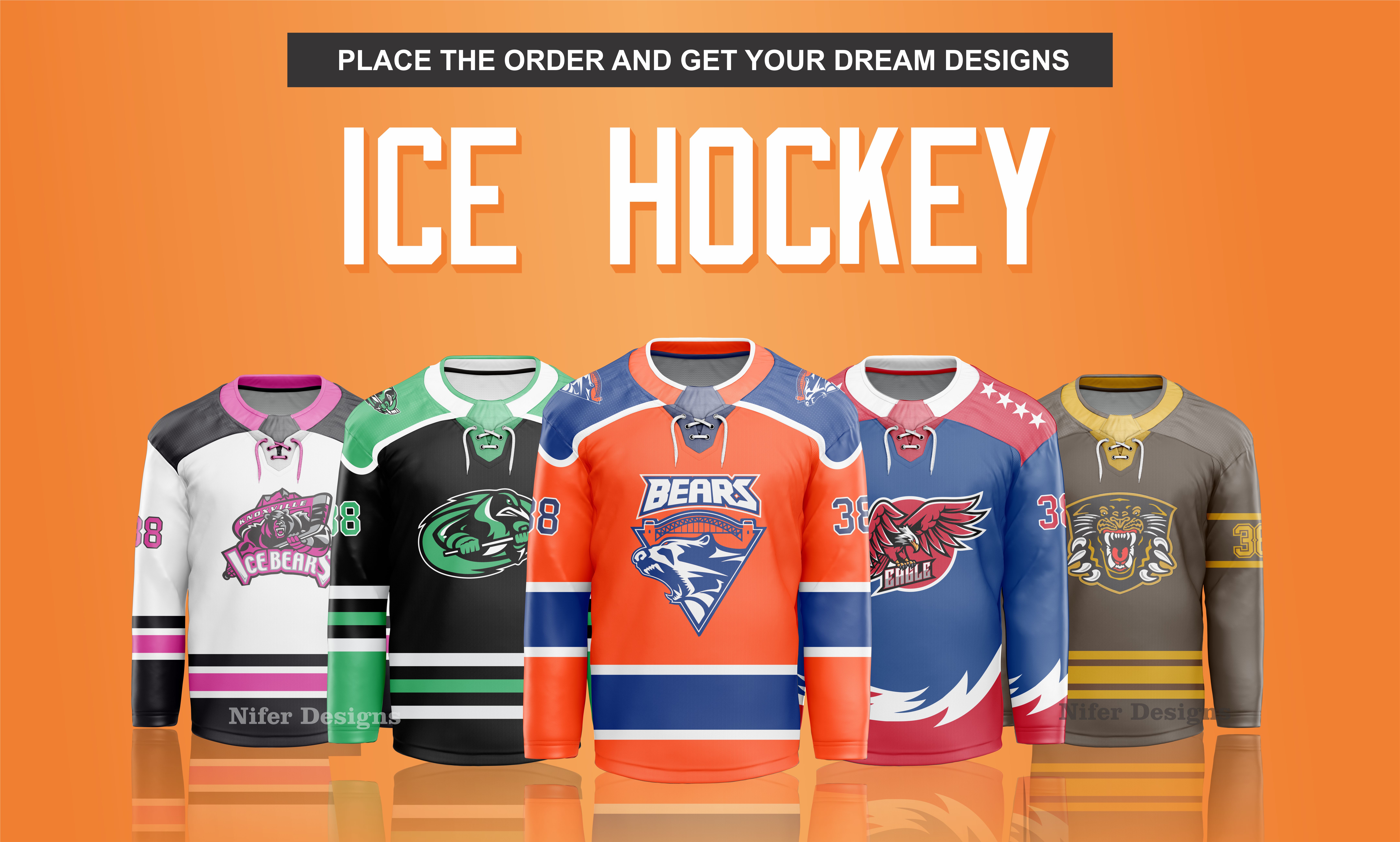 I will design custom ice hockey jersey and sports jersey for $20