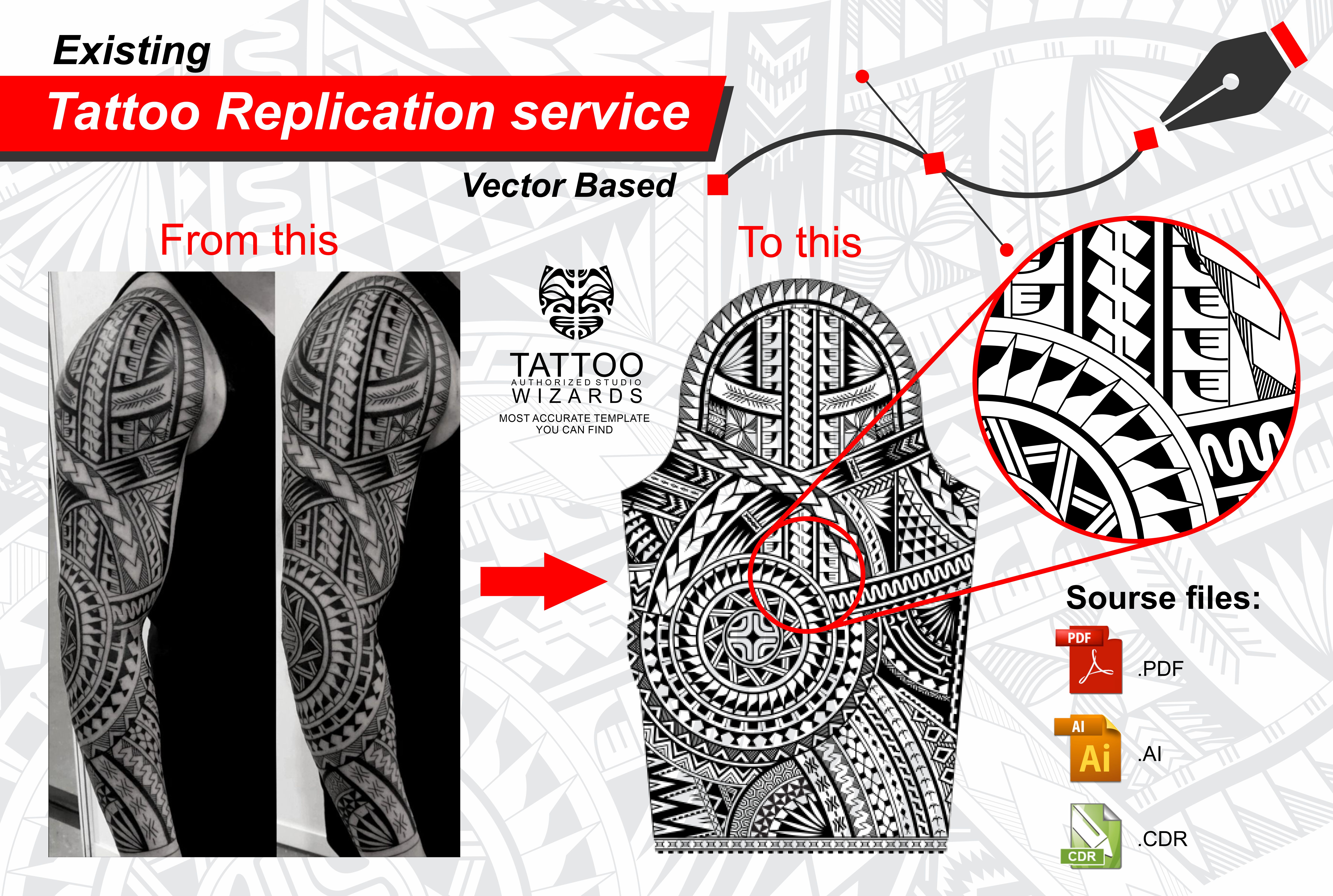 Redraw, any existing tattoo of any complexity from image to vector stencil  by Tattoowizardsco