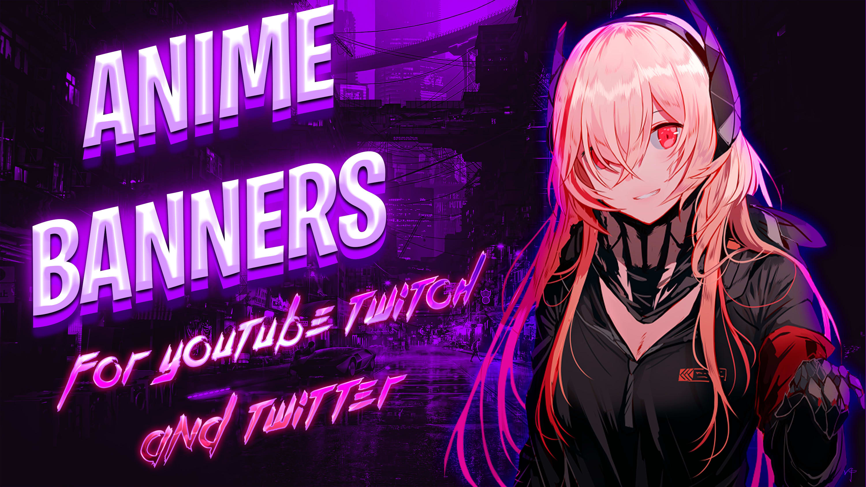 Create anime banner for your twitch youtube or etc by Michisato | Fiverr