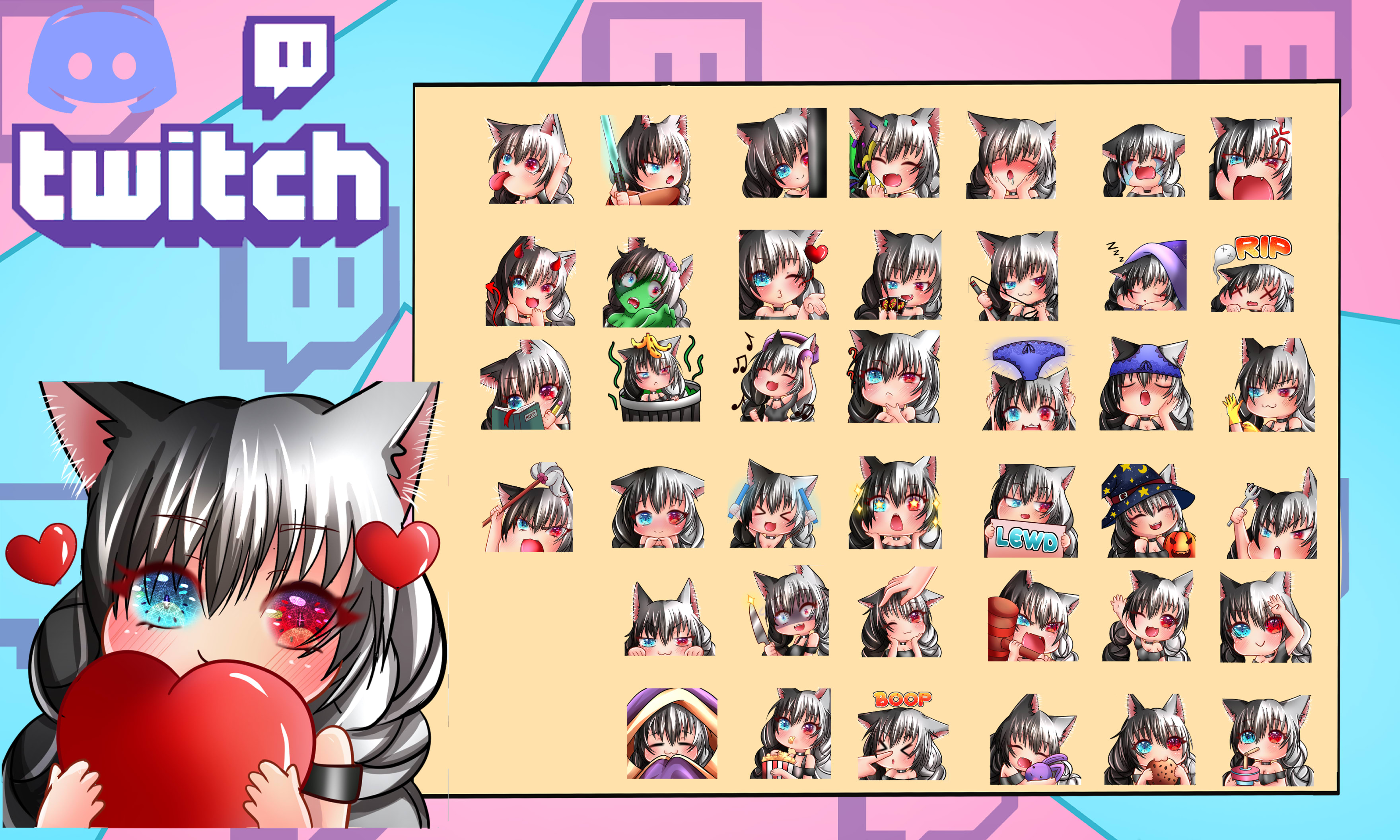 Anime Cat Icons  Anime Neko Emote Pack Sticker for Sale by