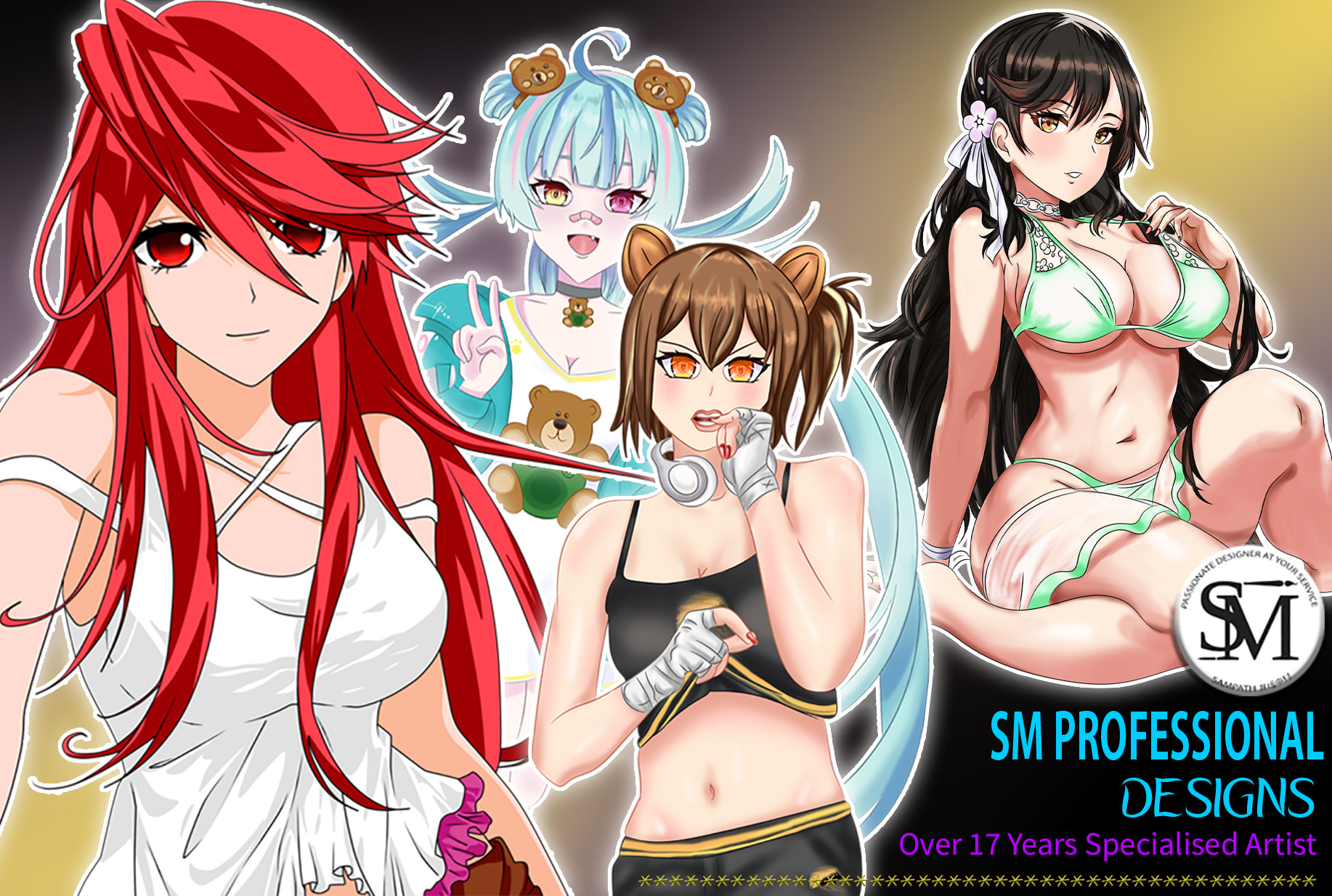 draw anime characters, design, manga or video game, fanart, nsfw,  illustration