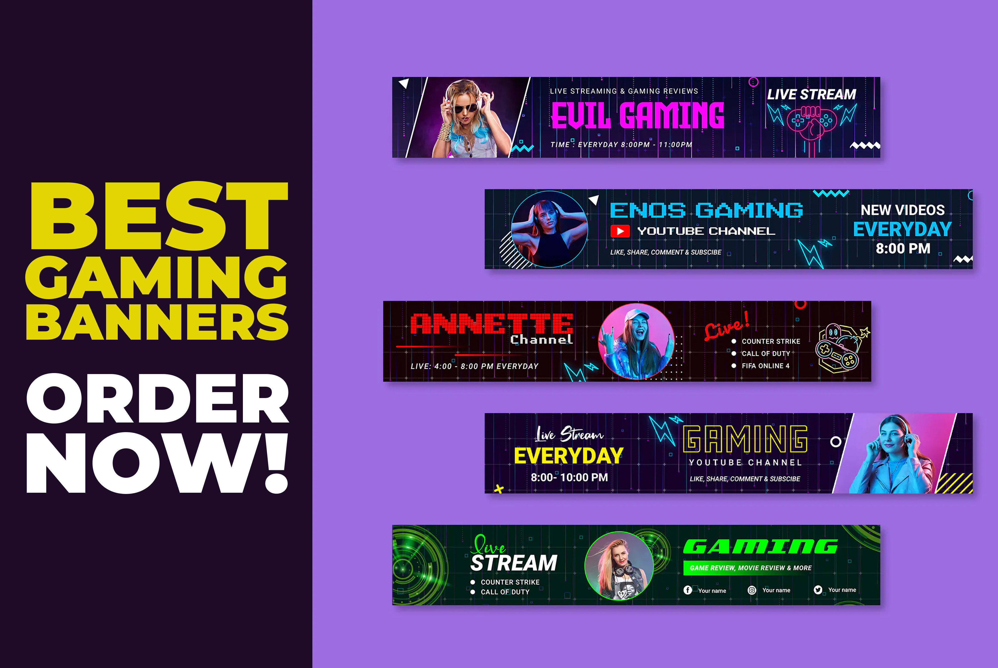 Design Awesome Gaming Youtube Channel Banner By Belminhibic Fiverr