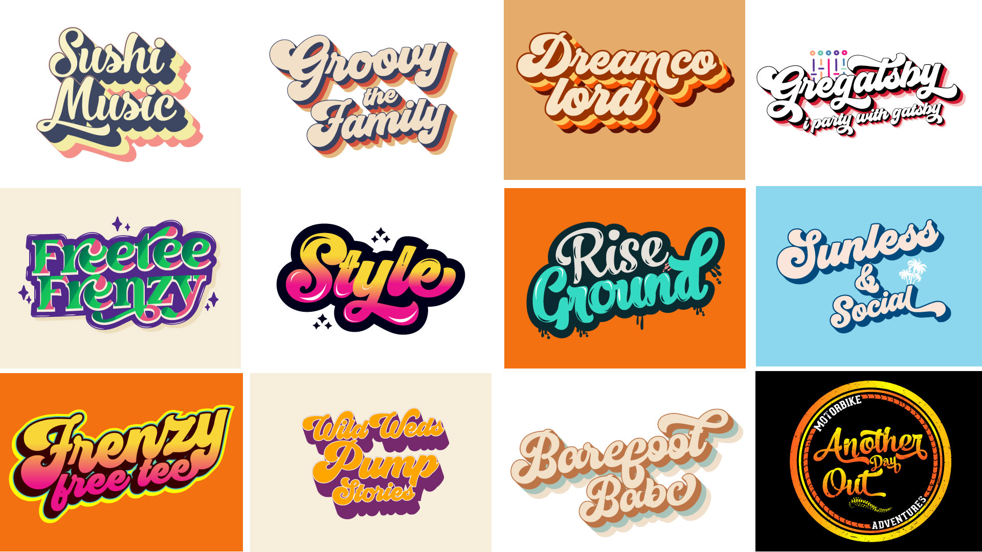 Design retro, hippie, striped, funky 70s logo for your brand by  Stripedesign10 | Fiverr