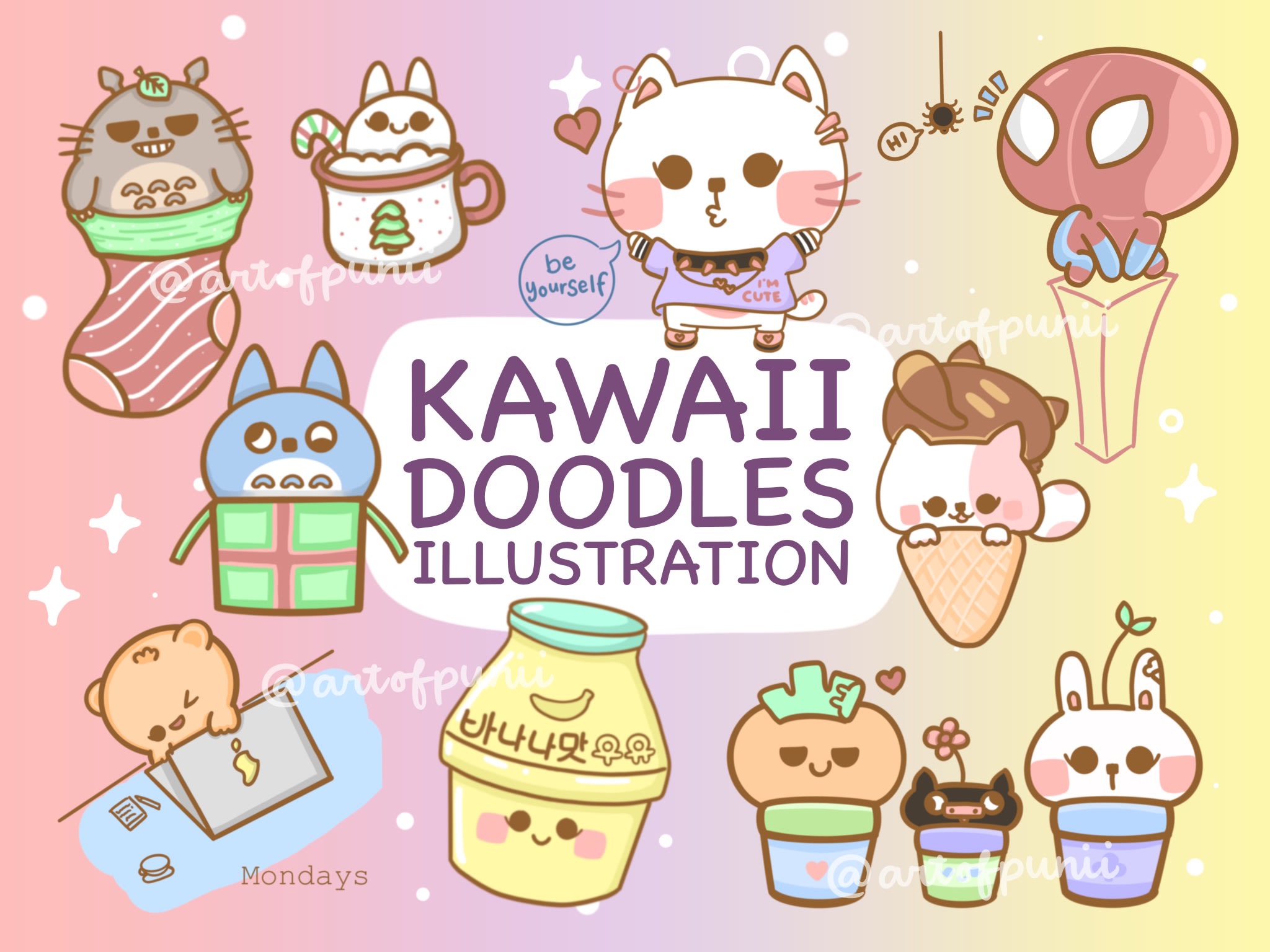 Dessiner de jolies illustrations de nourriture kawaii, d'animaux, d'objets