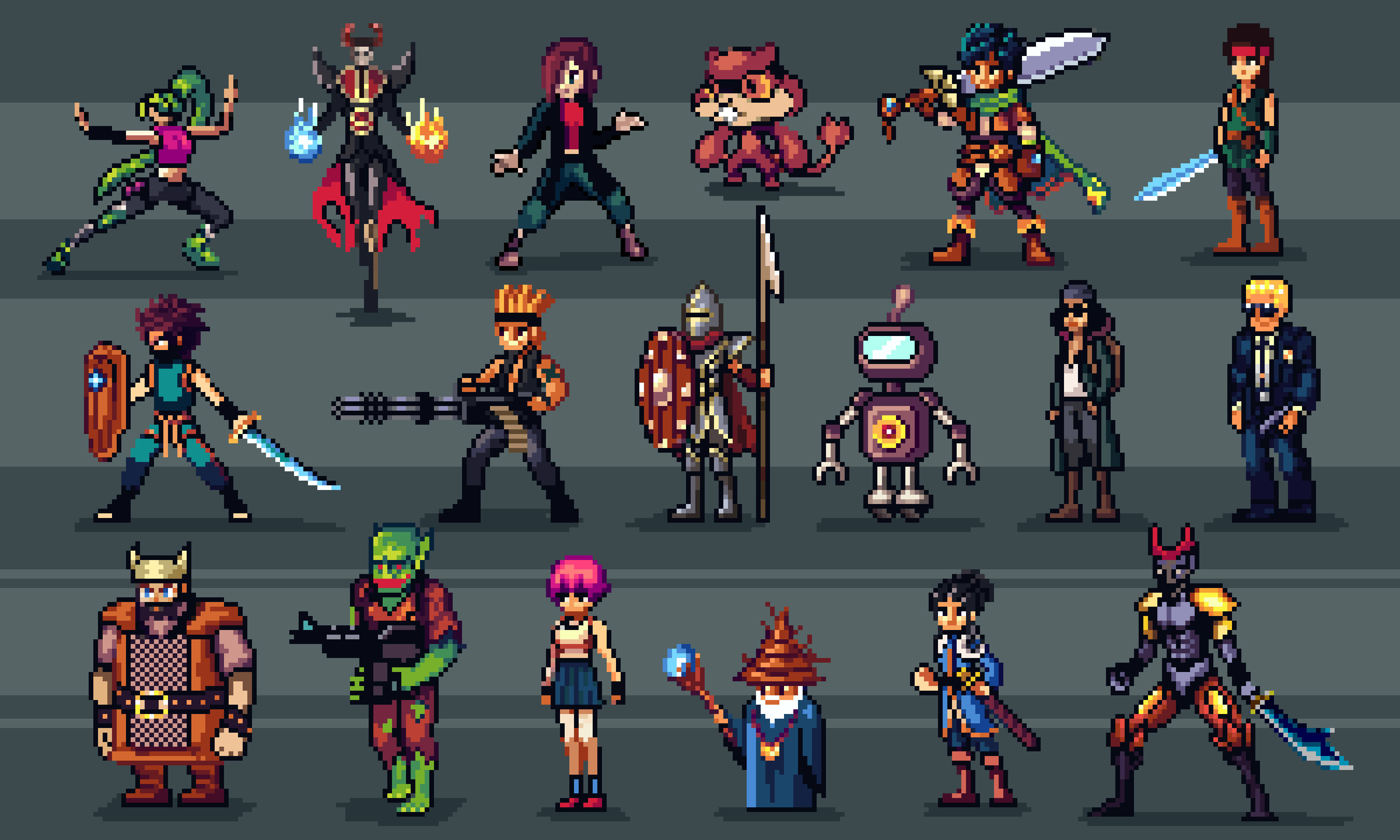 Personaggi Dei Videogiochi Pixel Vettoriale StockRaccolta Di