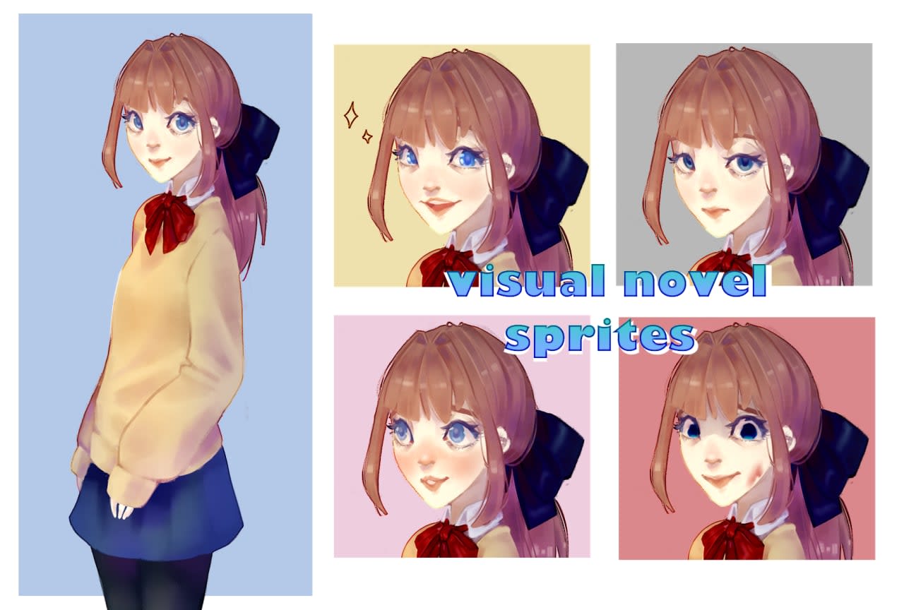 Draw your visual novel anime sprites by Irabumaga | Fiverr