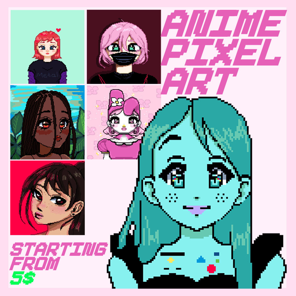 Draw anime pixel art profile pic avatar or animated gif by Lunaillustrates  | Fiverr