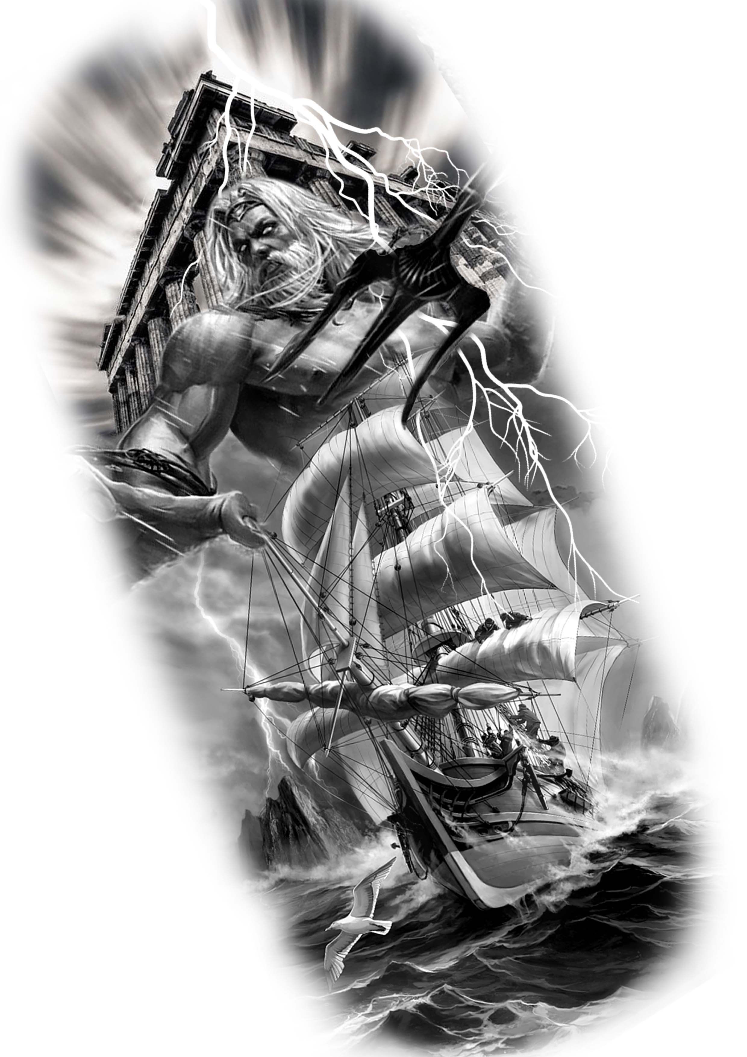 Poseidon Tattoo Over 373 RoyaltyFree Licensable Stock Vectors  Vector  Art  Shutterstock