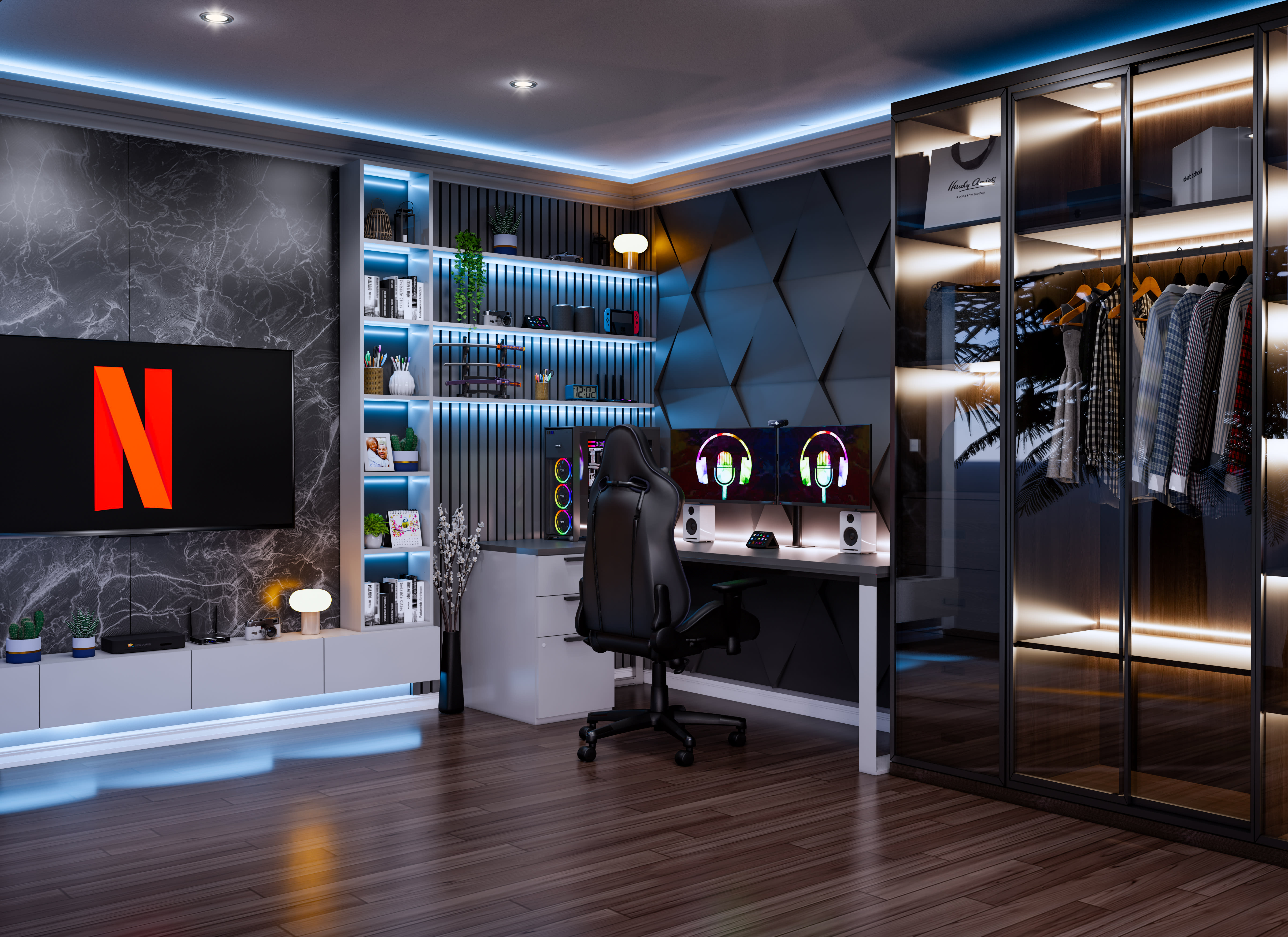 Do your gaming bed room design with isometric and interior setup in 3d by  Roy_antor