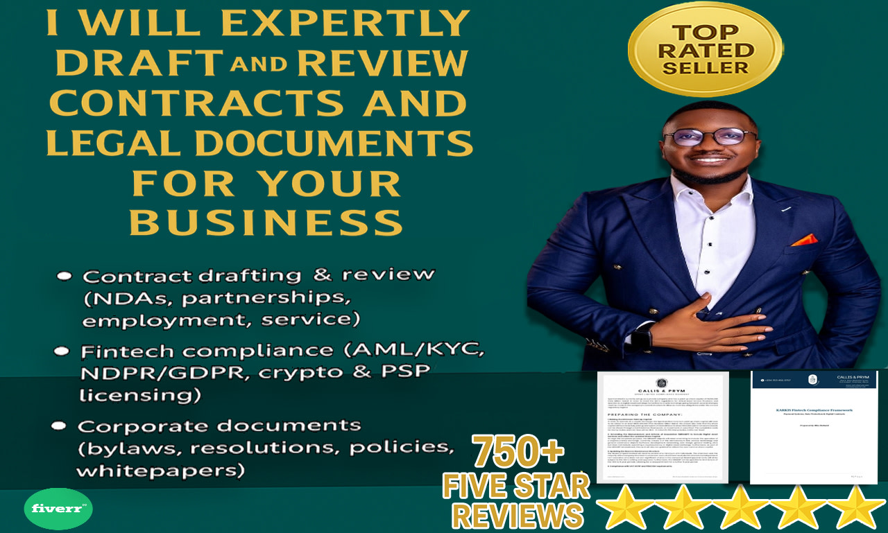 Expertly draft and review contracts and legal documents for your business  by Mbarichard | Fiverr