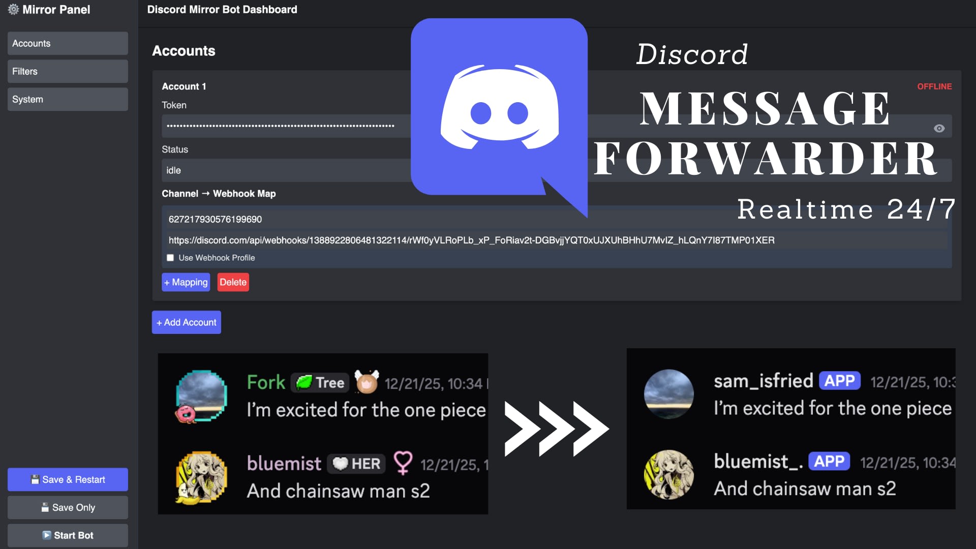 Mirror discord messages from one server to another 24 7 by Corpsee | Fiverr