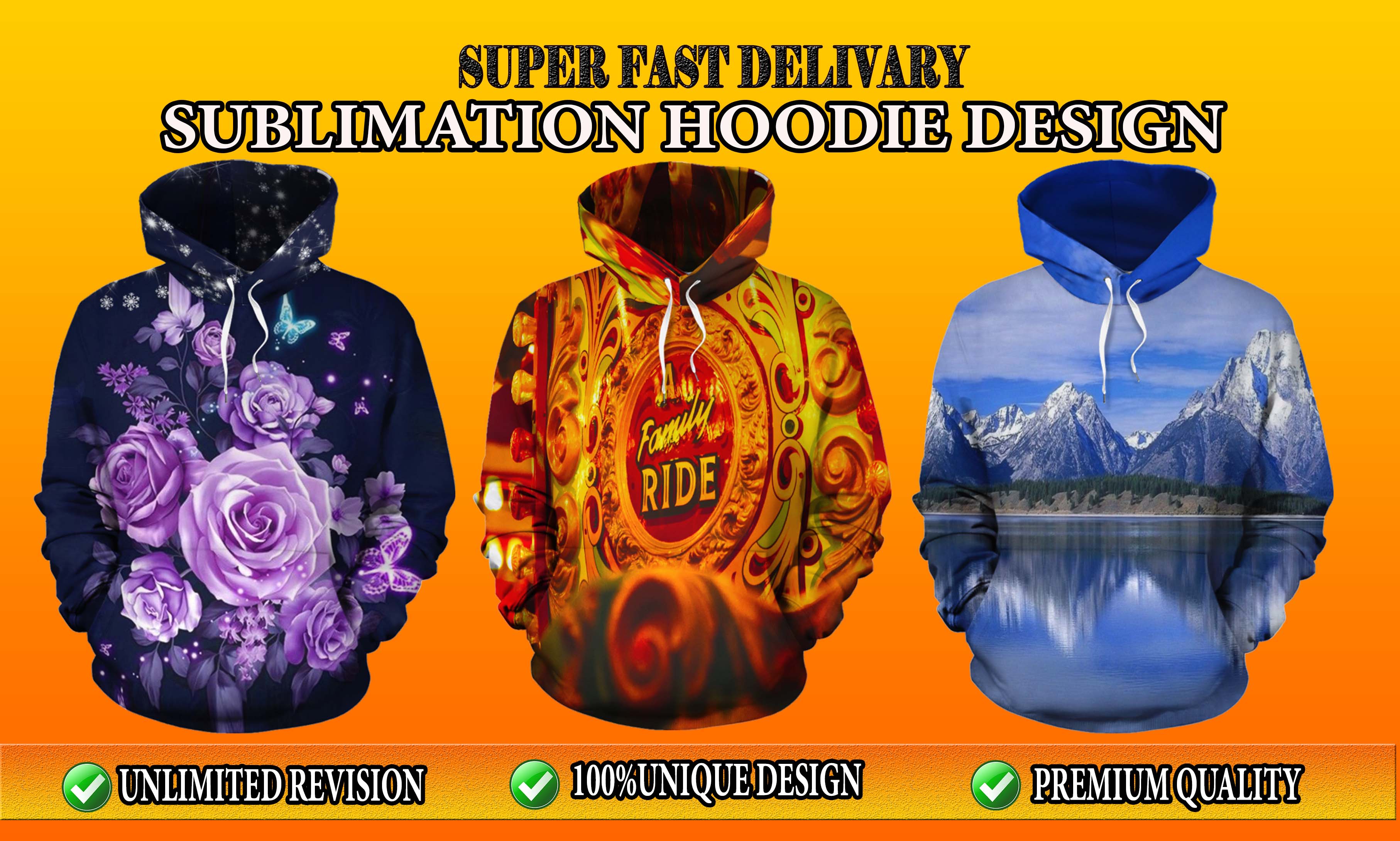 design sublimation hoodie, all over print design