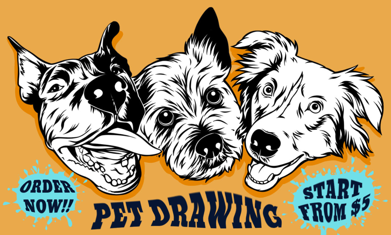 Draw your cat dog pet animal in amazing line art portrait by Trinuryahya |  Fiverr