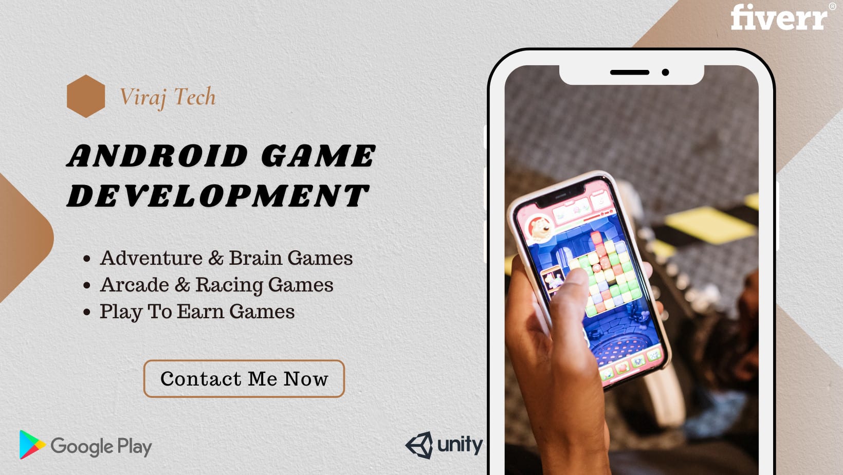 Develop 2d 3d android game in unity, construct or android studio by  Virajtech | Fiverr