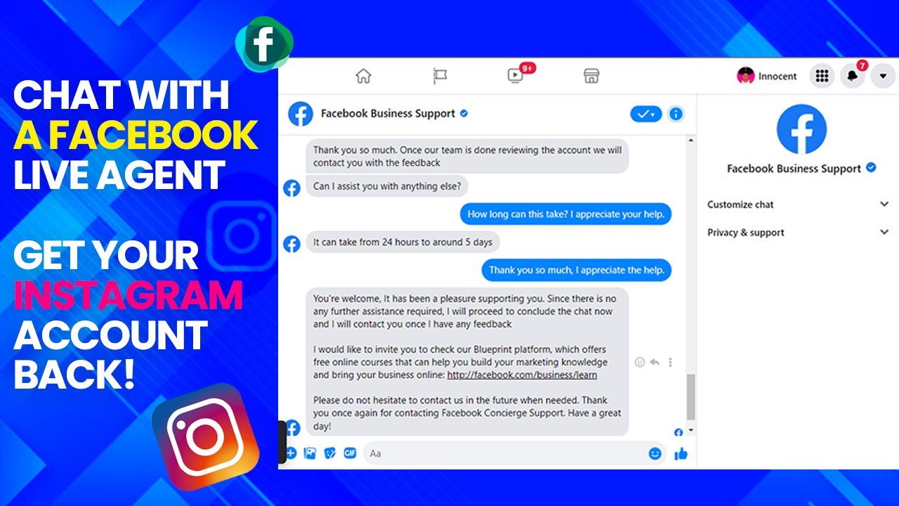 Facebook support chat online