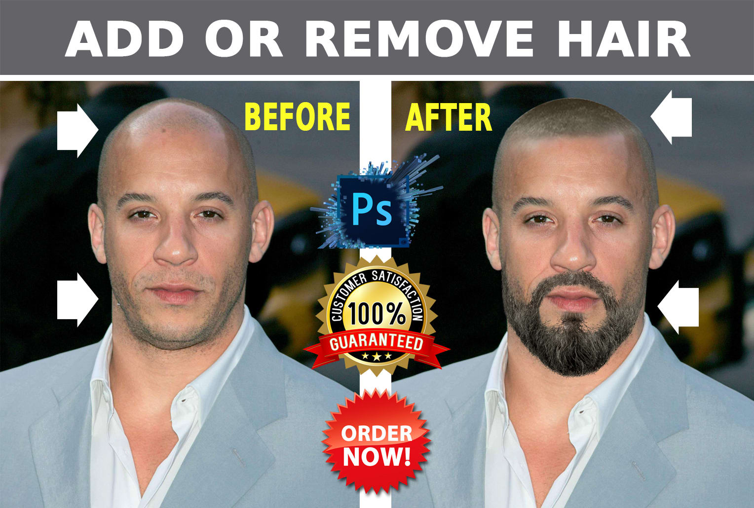 Add hair, remove hair, retouch beard using photoshop by Binny29 | Fiverr