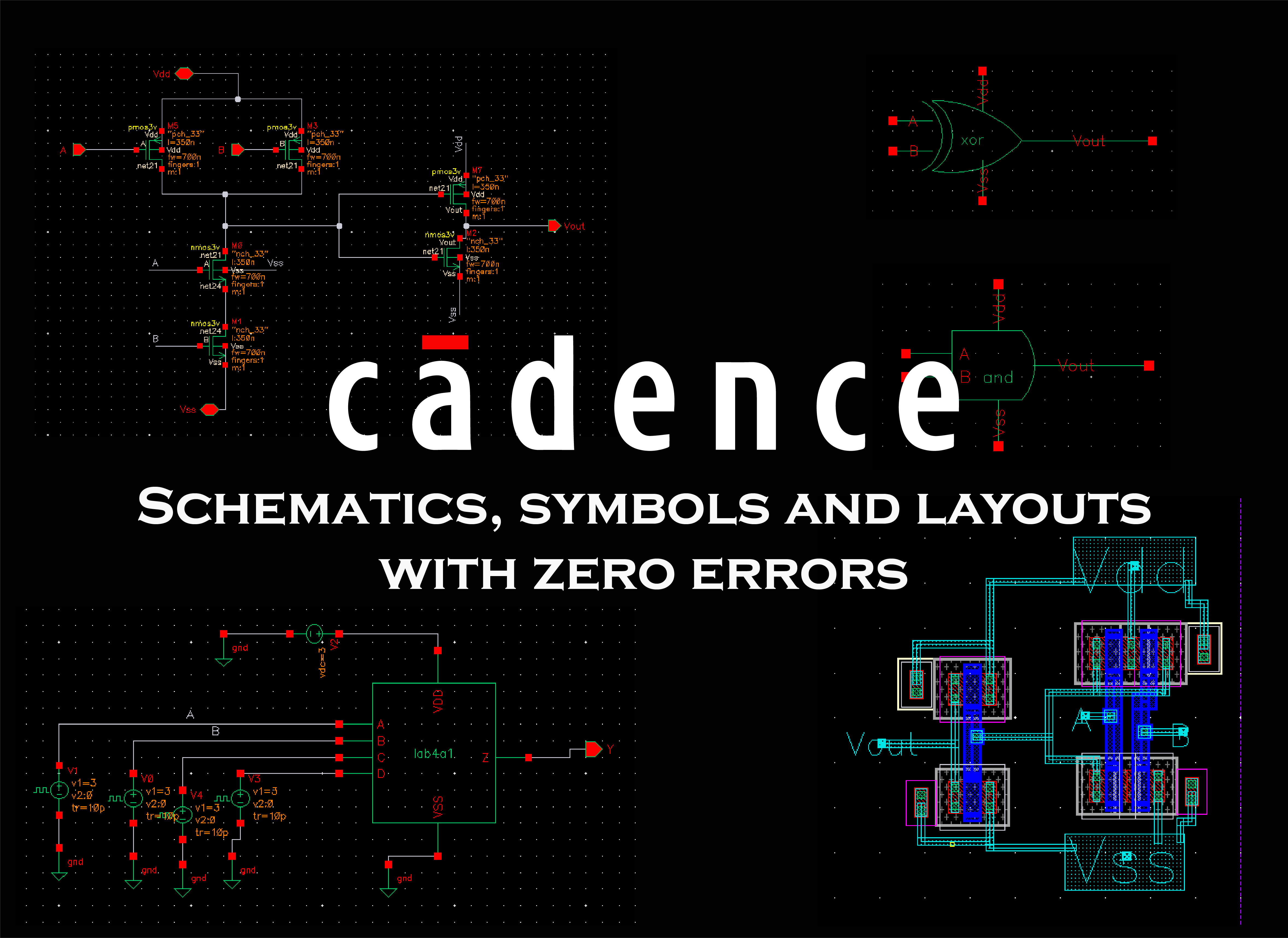 Design analog circuits with layouts in cadence virtuoso by