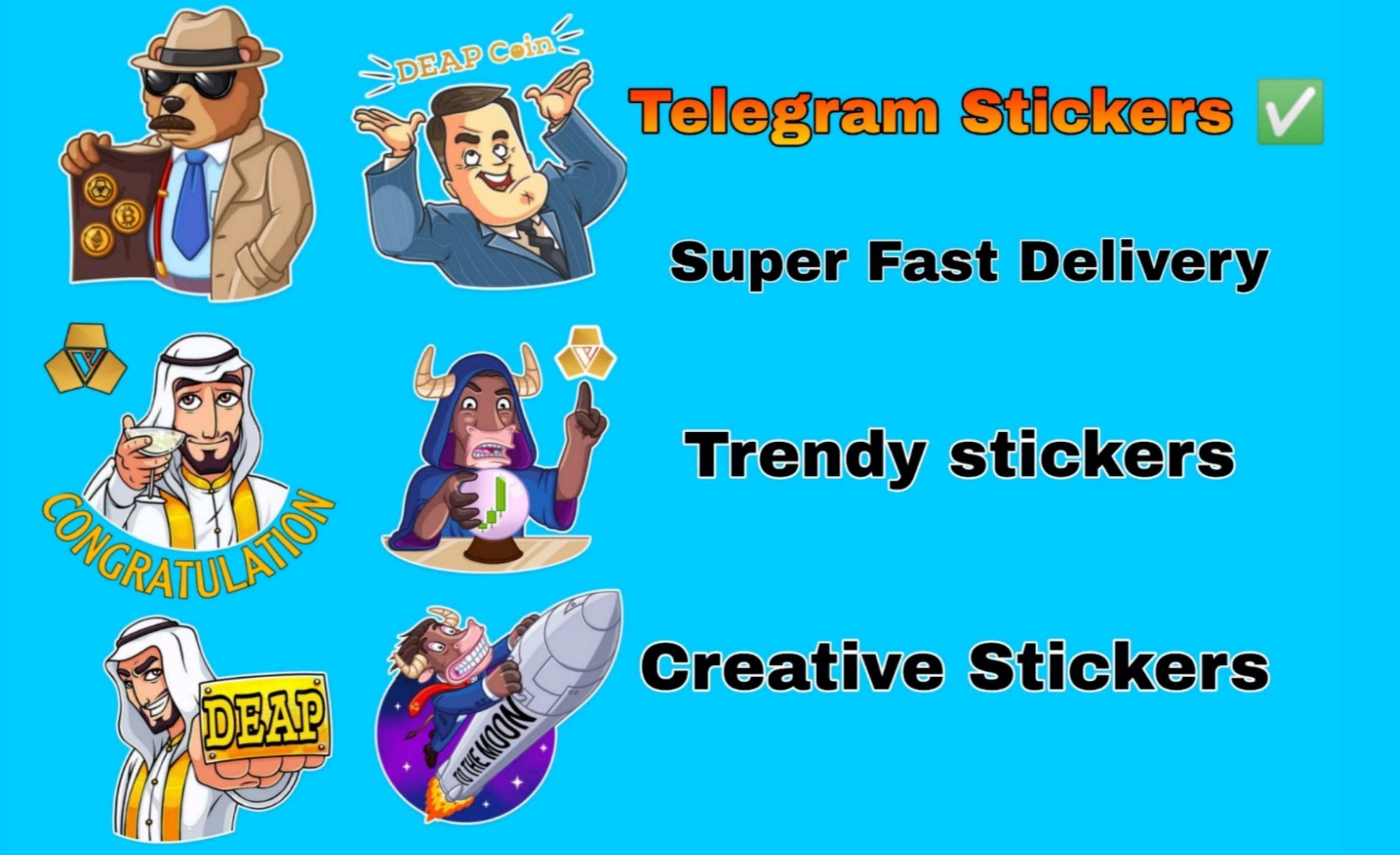 Create helpful stickers for your telegram group project by Moderator0 |  Fiverr