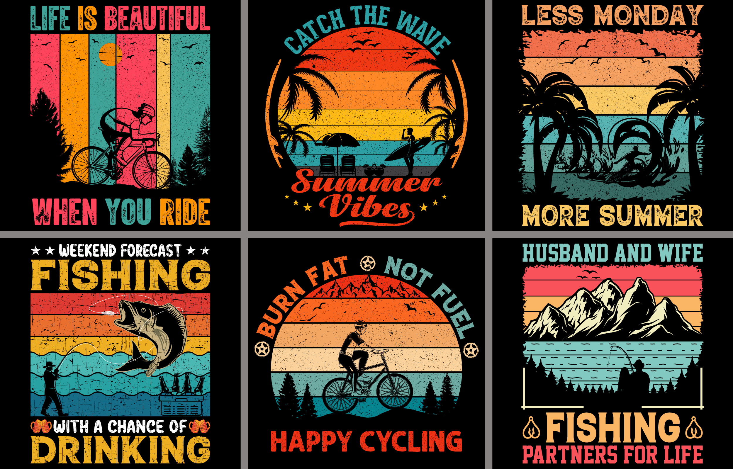 Fishing Sunset Vintage T-Shirt Design Graphic by T-Shirt Design Bundle ·  Creative Fabrica