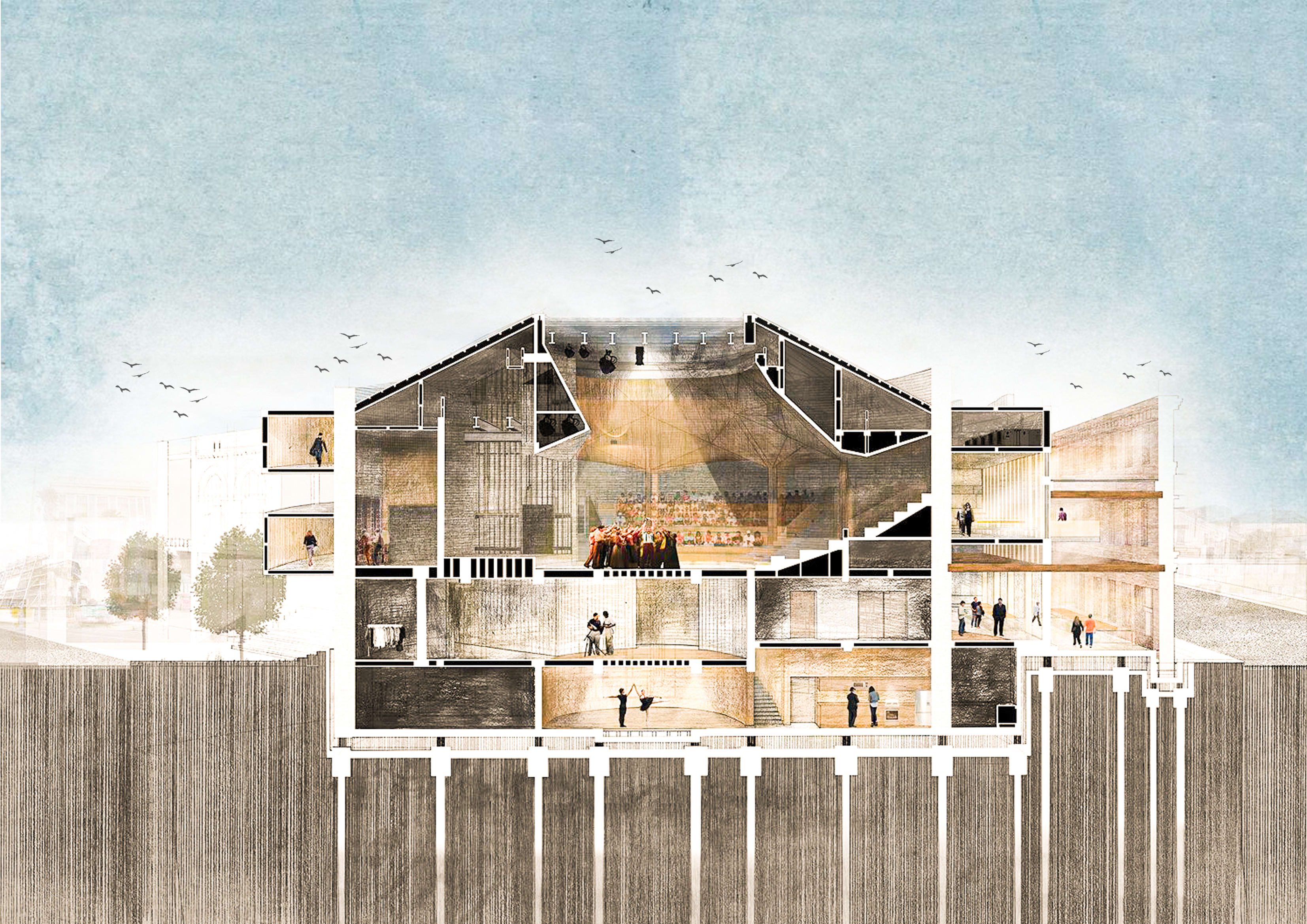 Photoshop Rendered Architectural Section Architectural Section