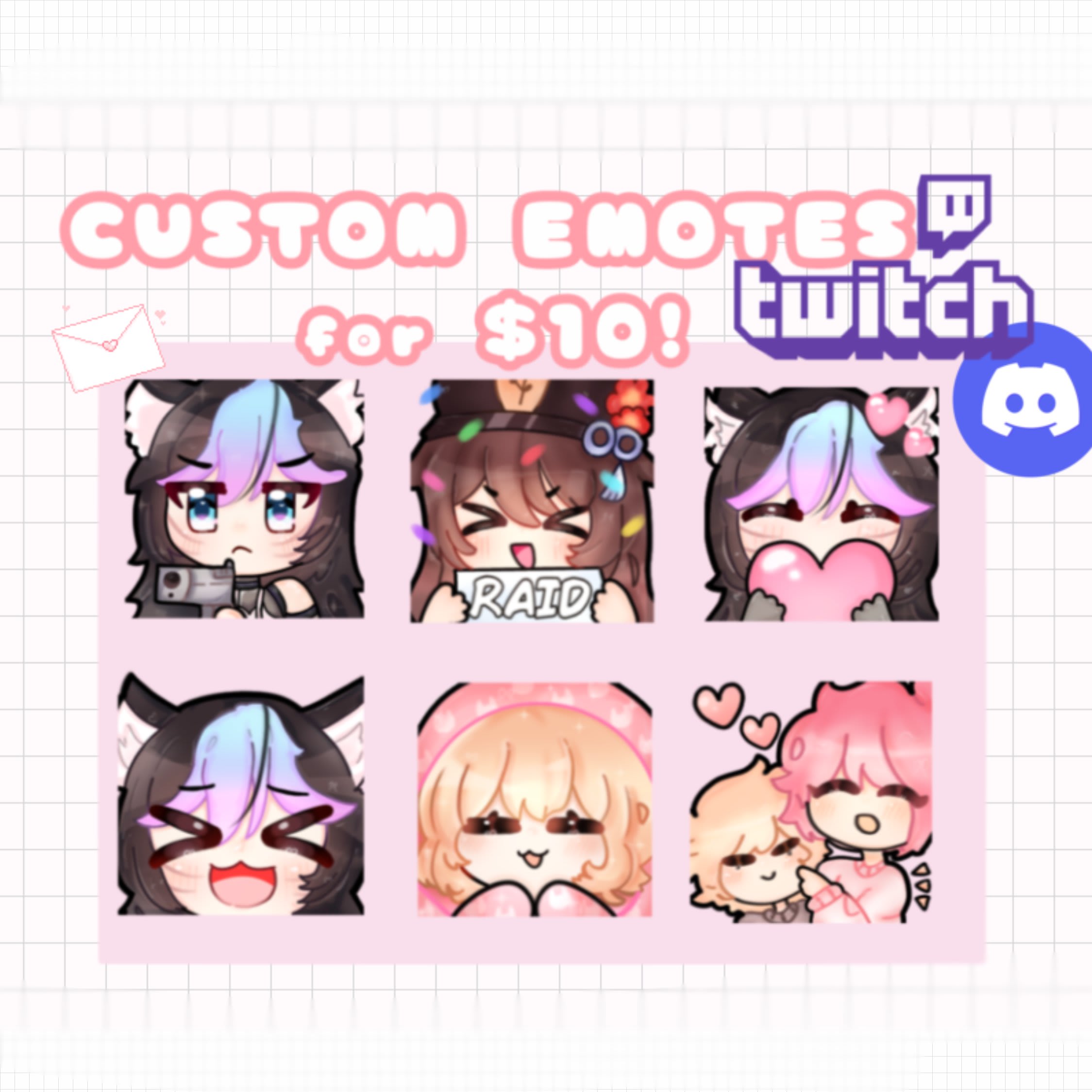 Cute chibi emotes for your twitch or discord by Lumin3_ | Fiverr