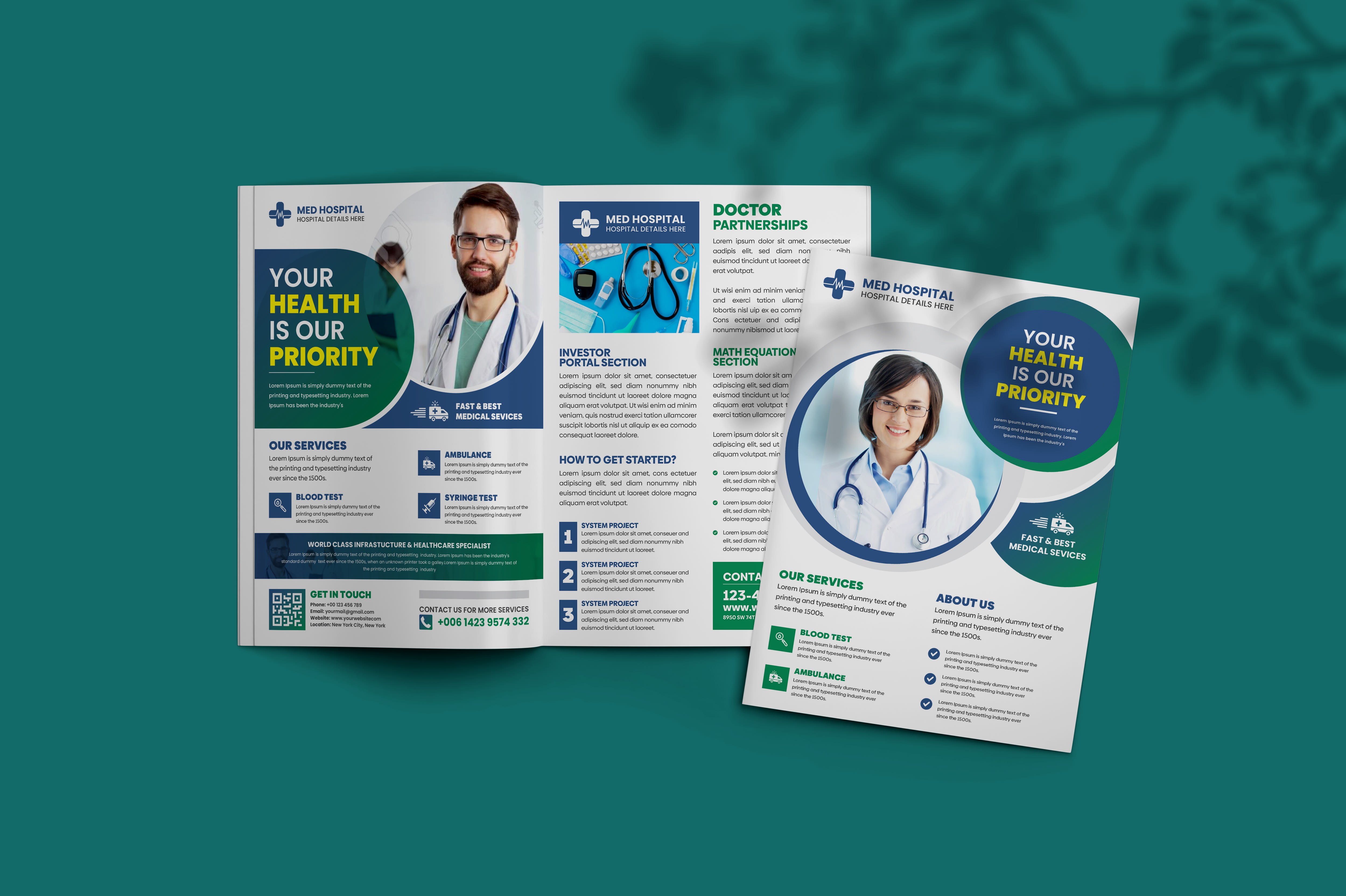 Design de flyer ou folder médico para clínica, médico, saúde bucal