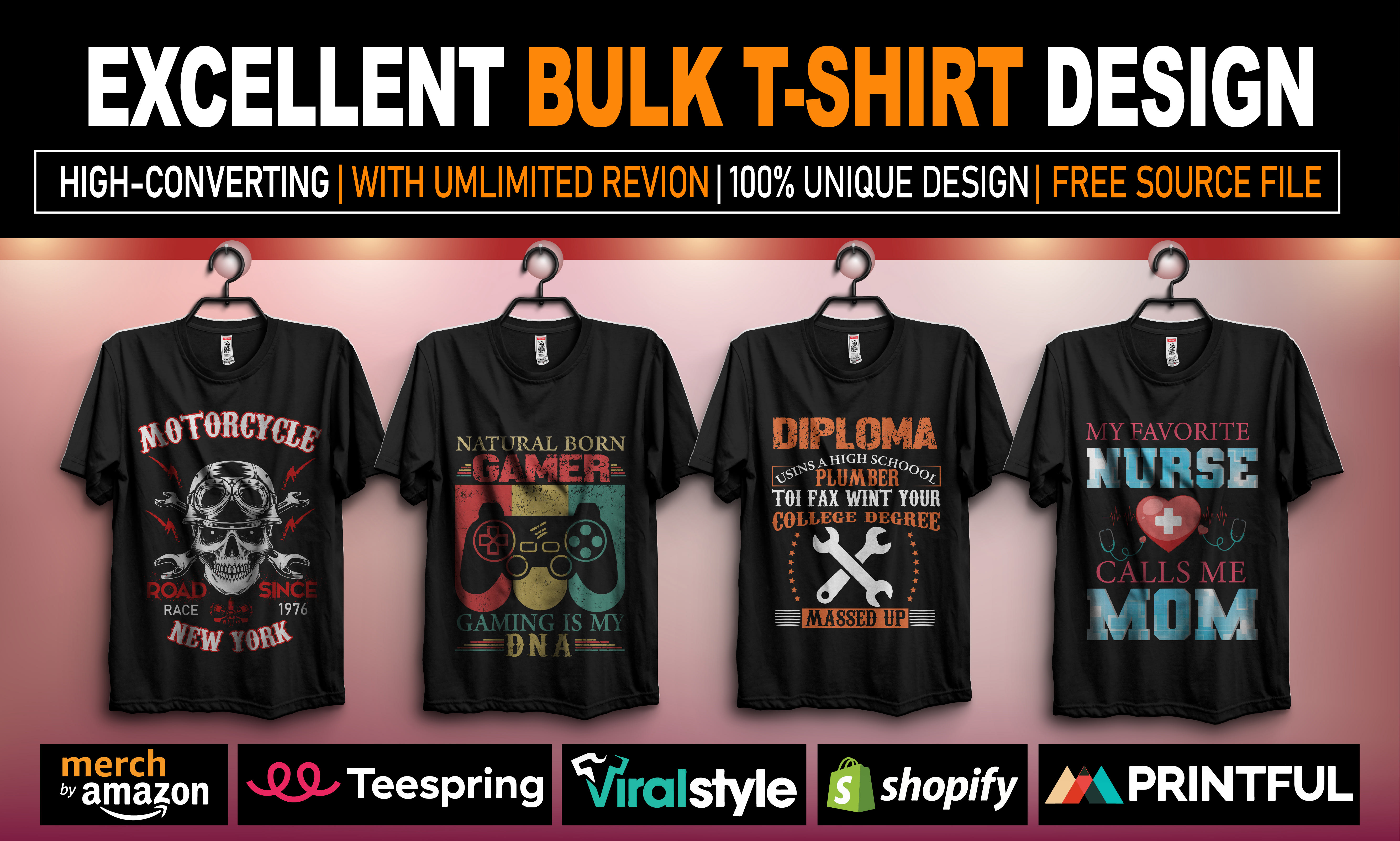 Create custom typography t shirt designs and bulk t shirt design