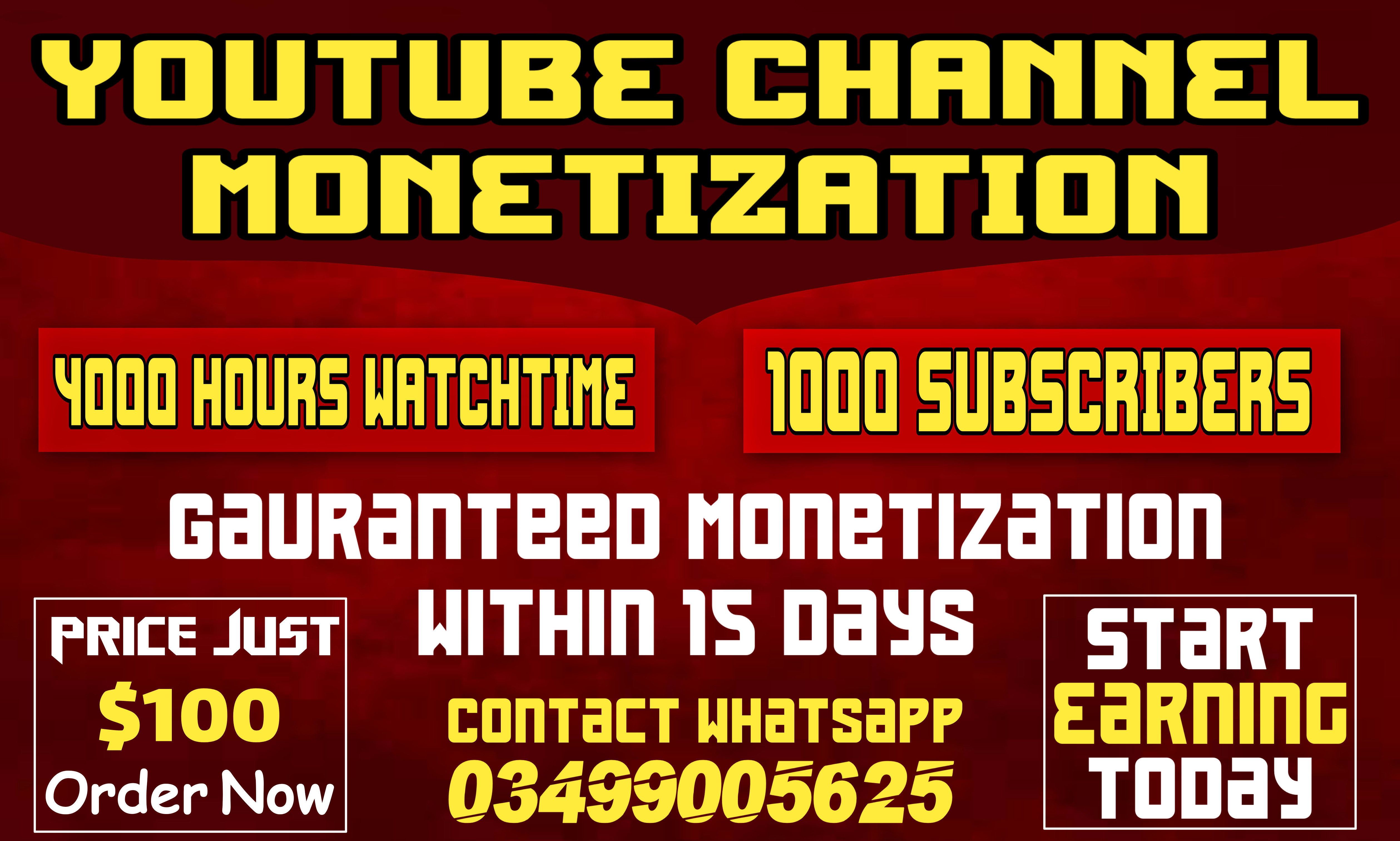 1000 Subscribers Watch Time 4000 Hours Monetization Requirements I