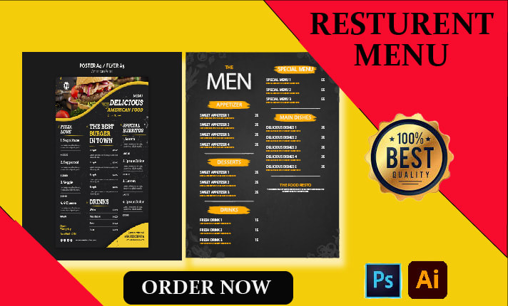 Design amazing food flyer, restaurant menu and poster by