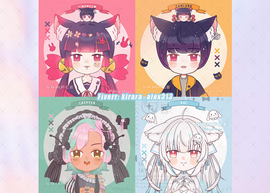 cute icon and avatar for twitch in anime chibi style