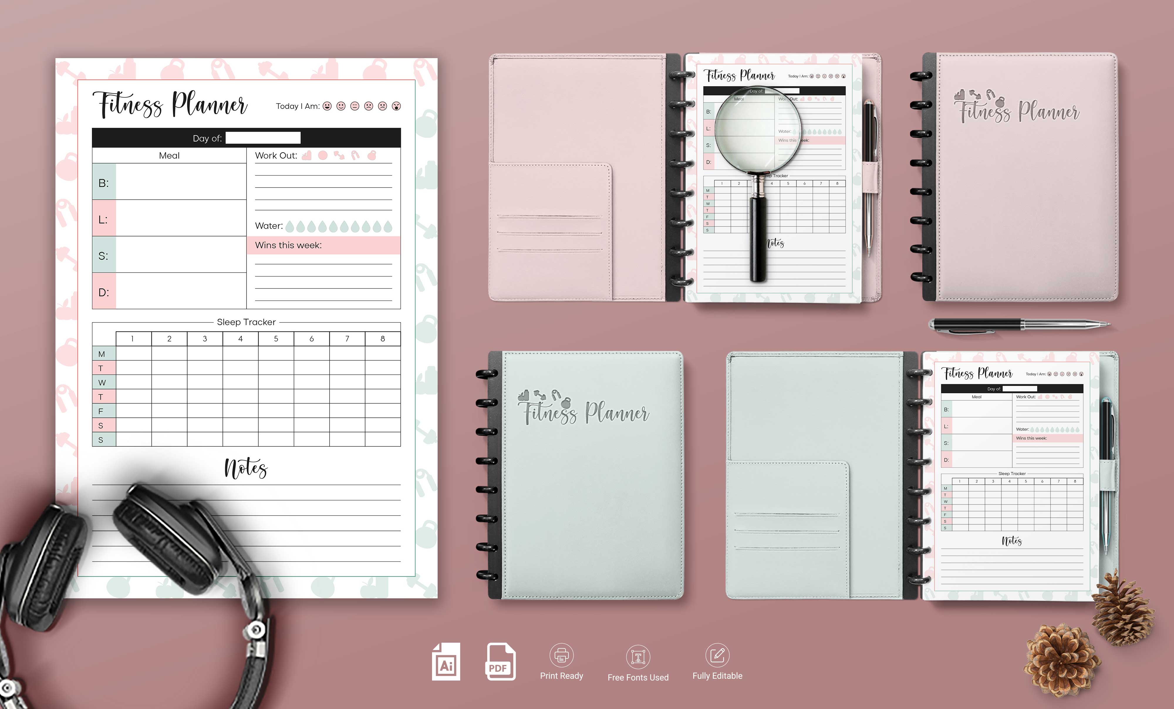 Diseña este formato de Planificador diario de ejercicios y tiempo