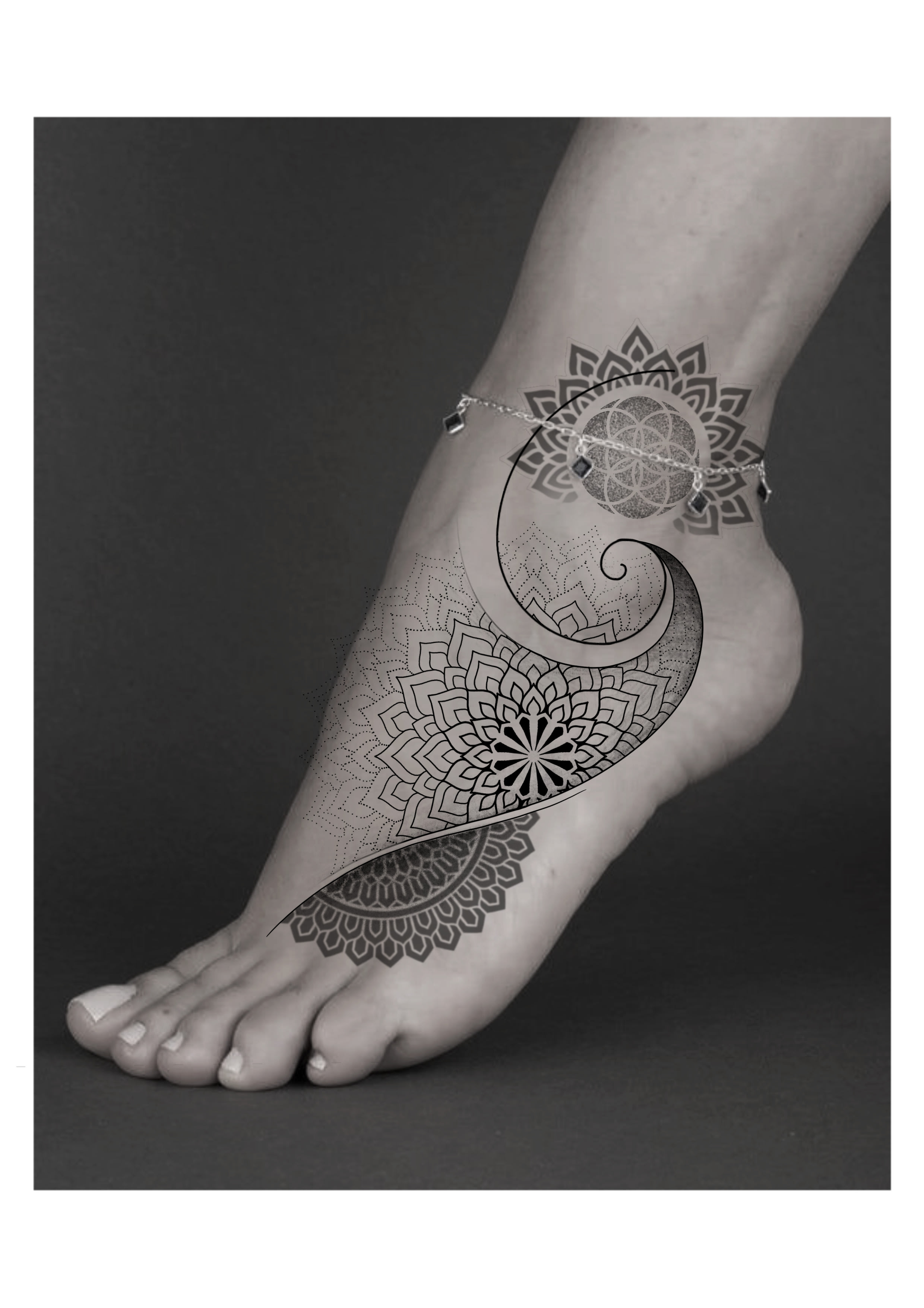 Erstellen sie ein tattoo-design im dotwork-mandala-stil