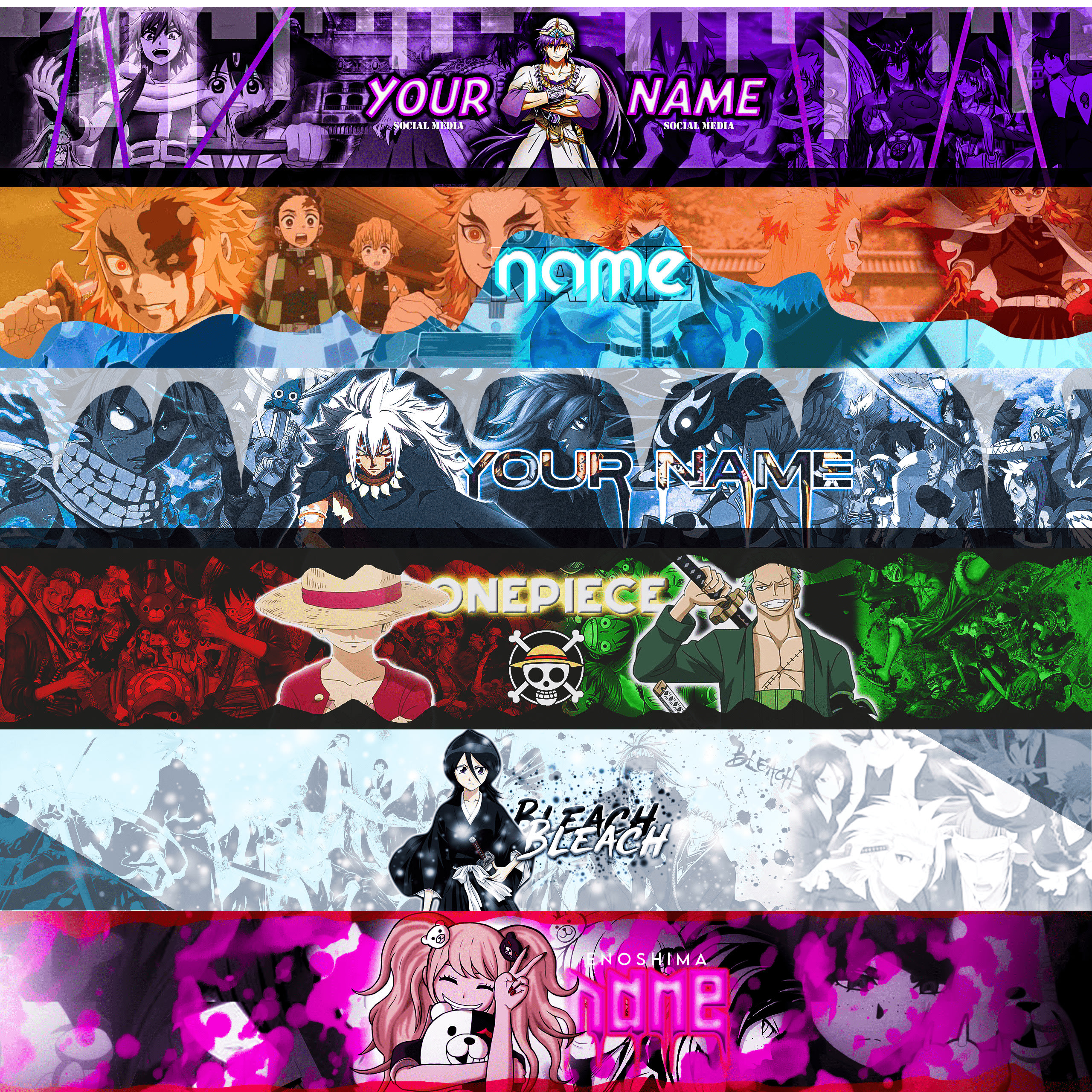 Create you an anime youtube banner by Junic_445 | Fiverr