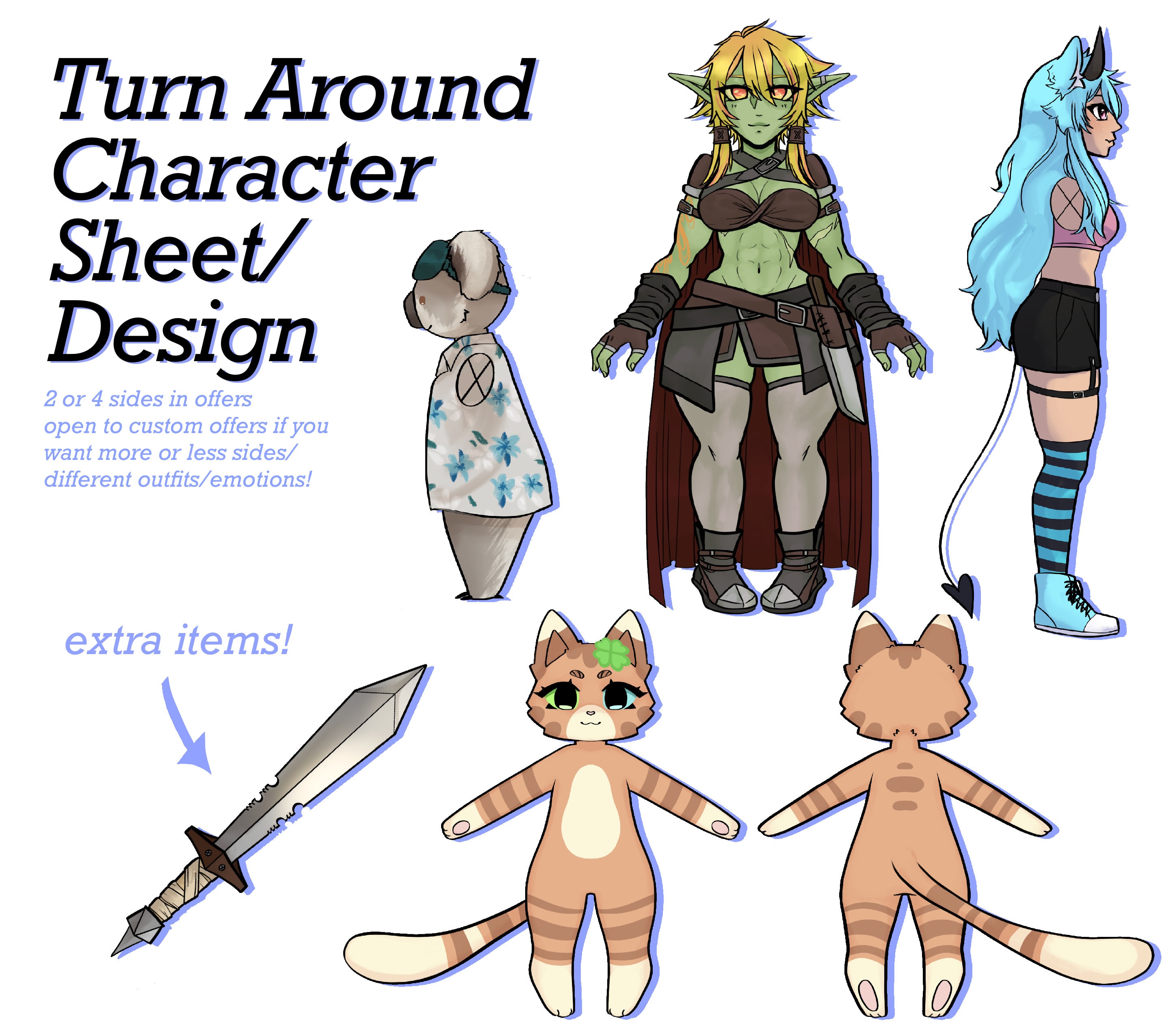 Design a turn around character reference sheet by Lzrswm | Fiverr