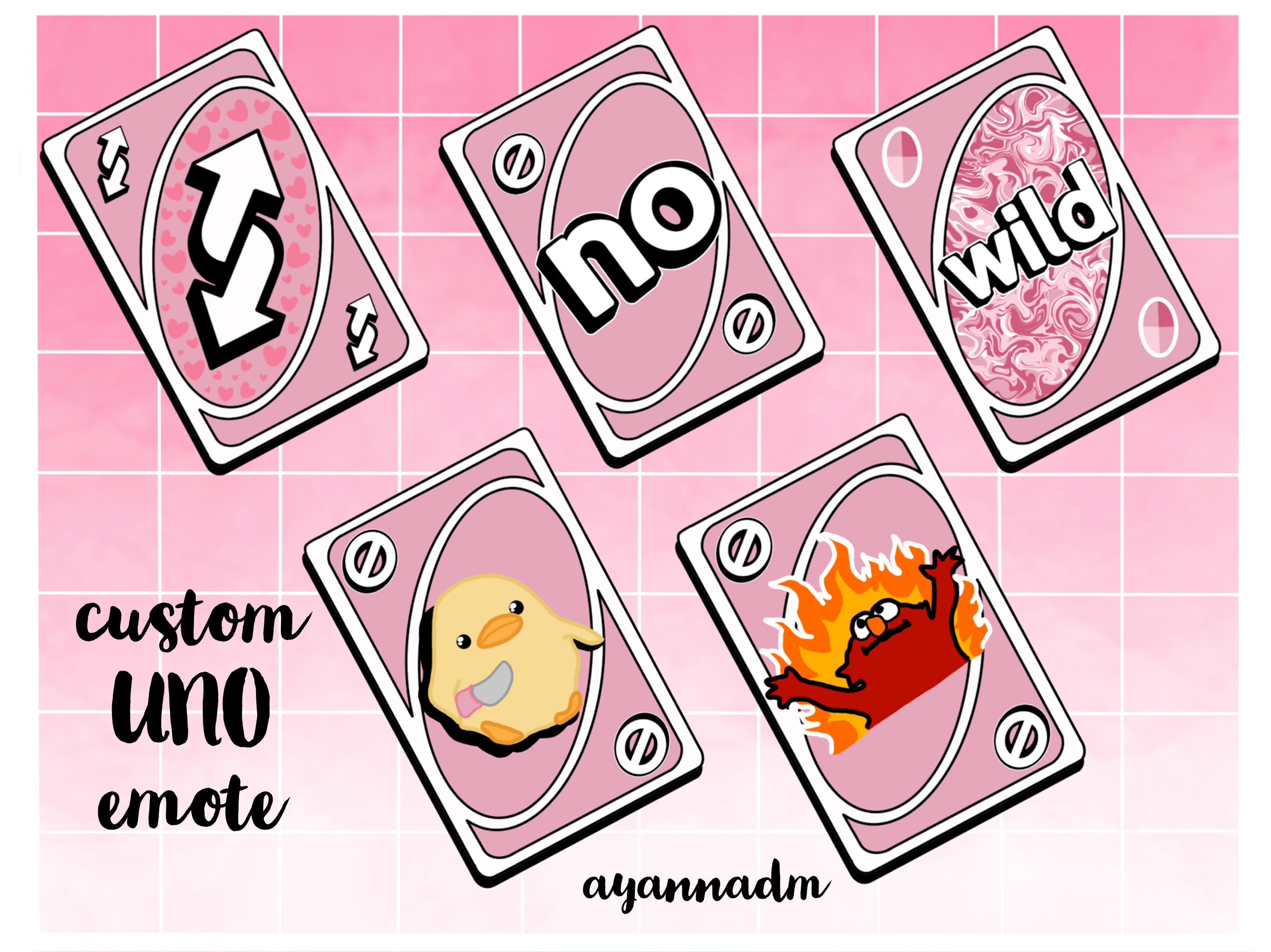 ANIMATED Uno Reverse Card Twitch Emote / Pink Card Emote / 