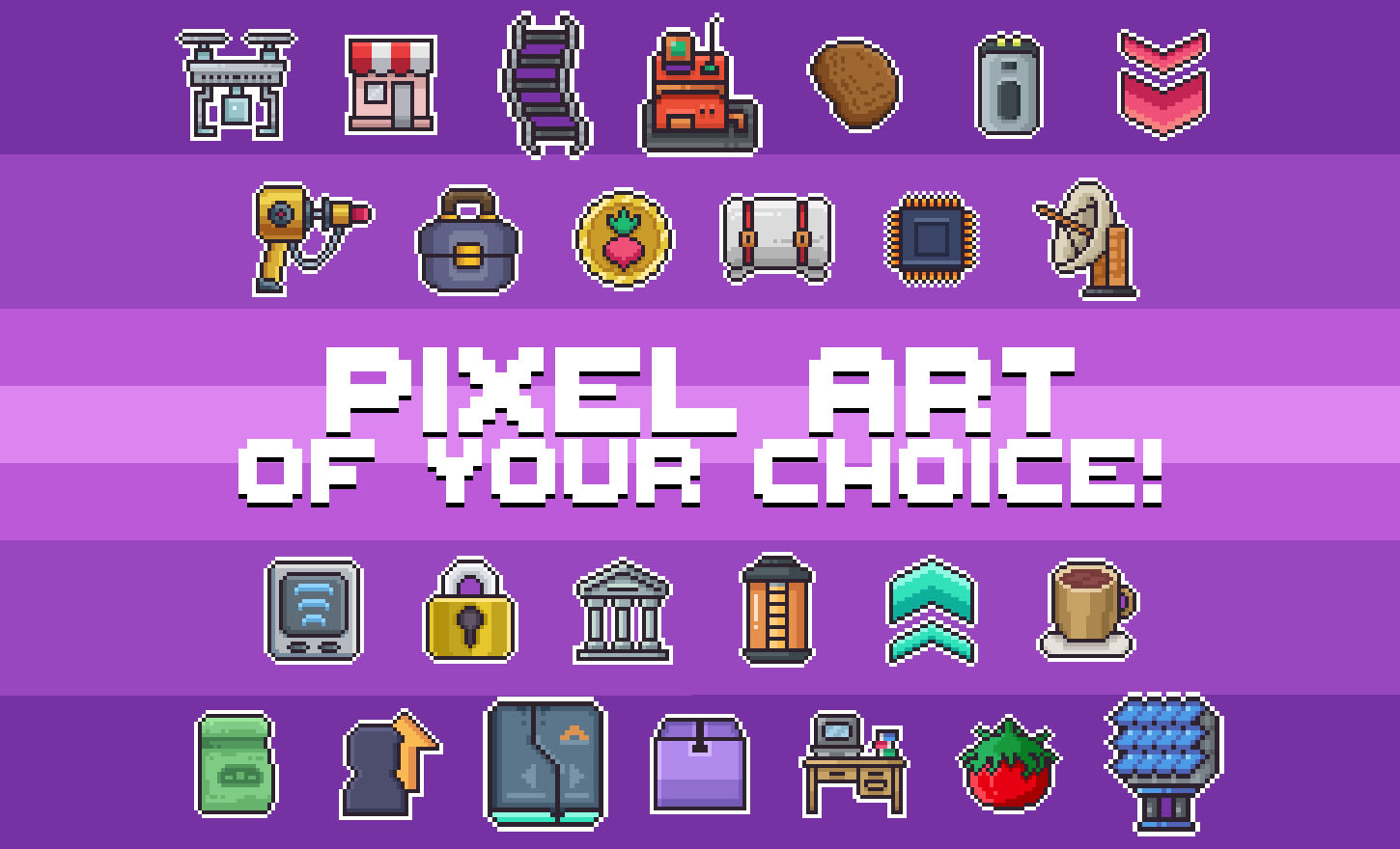 Draw 8x8, 16x16, 32x32 bits pixel game art characters, 2d pixel