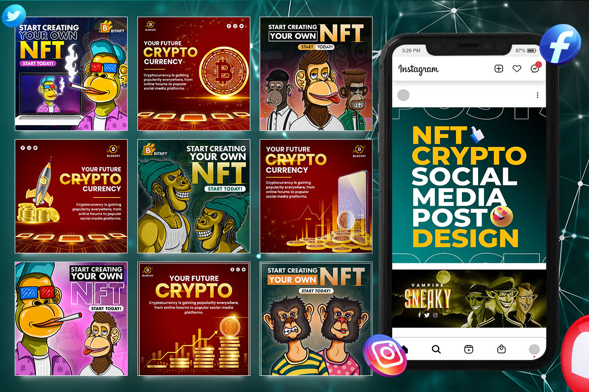 Design nft, crypto posts banners for social media by Zohaibmashkoor | Fiverr